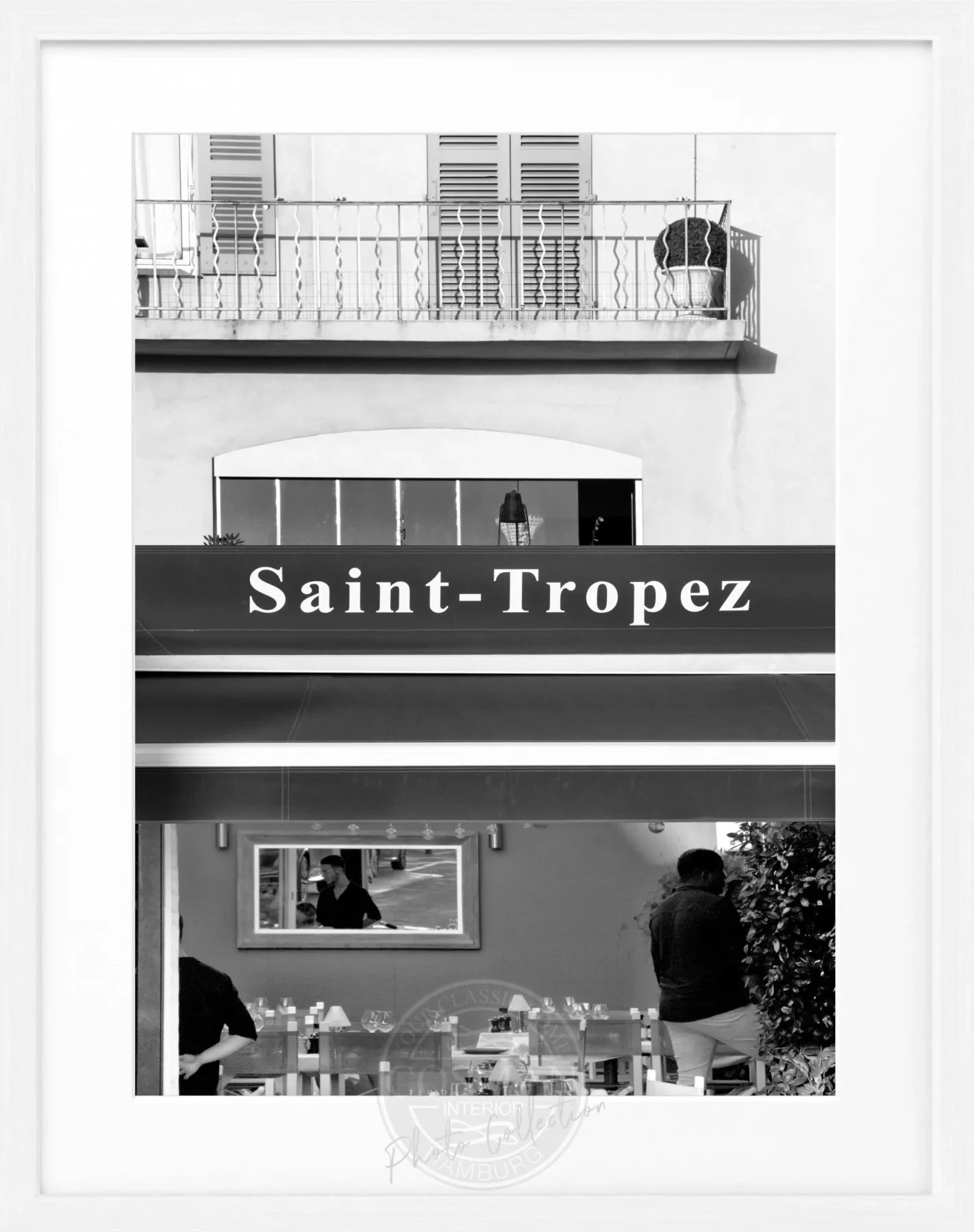 Schwarz-weiß Poster mit Rahmen von Cosman-Photocollection, Motiv Saint Tropez, 25x31 cm, stilvolle Wanddekoration