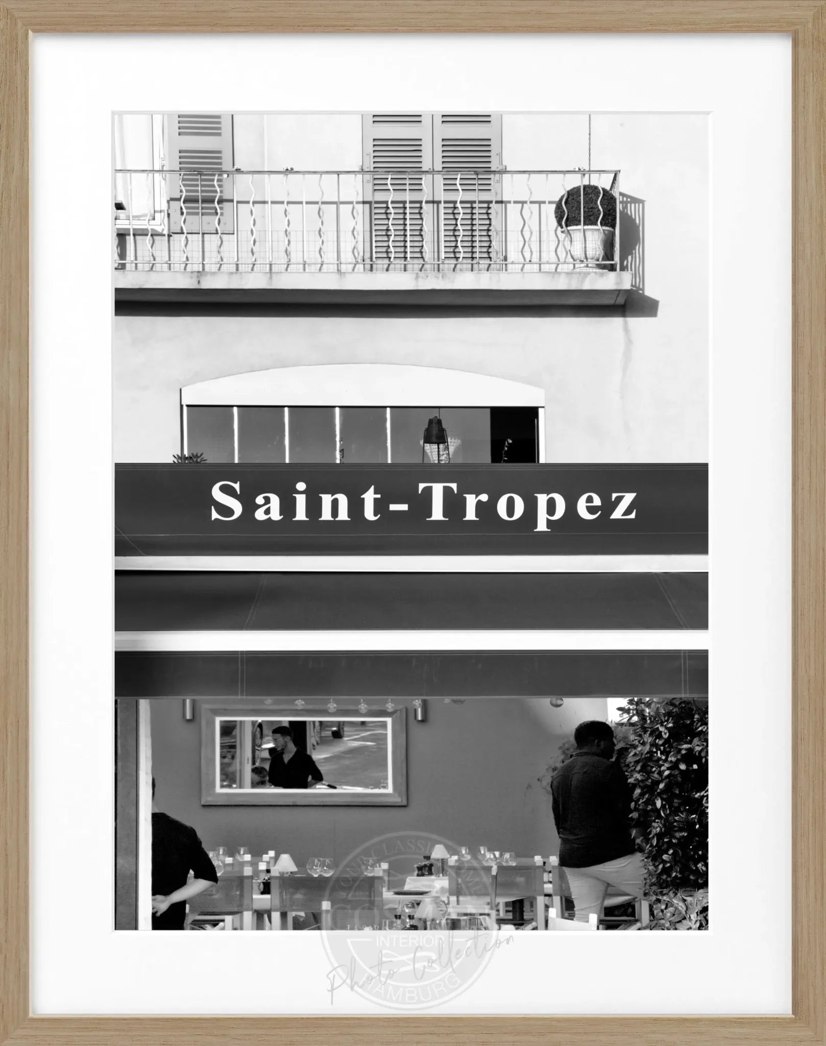 Schwarz-Weiß Poster mit Rahmen von Cosman-Photocollection, Motiv Saint Tropez, 25x31cm, Wanddekoration