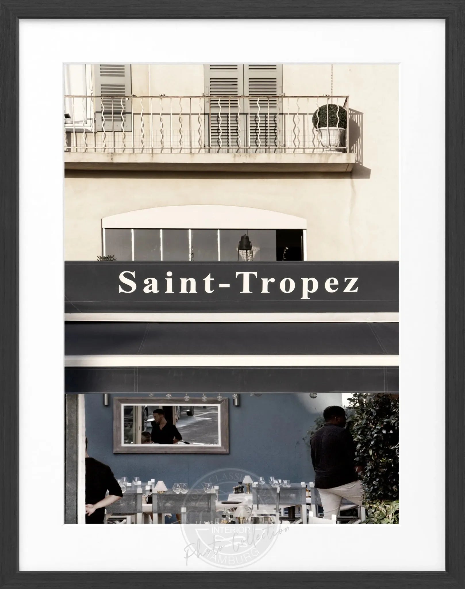 Schwarz-weiß Poster mit Rahmen von Cosman-Photocollection, Motiv Saint Tropez, Größe 25x31 cm, dekoratives Wandbild
