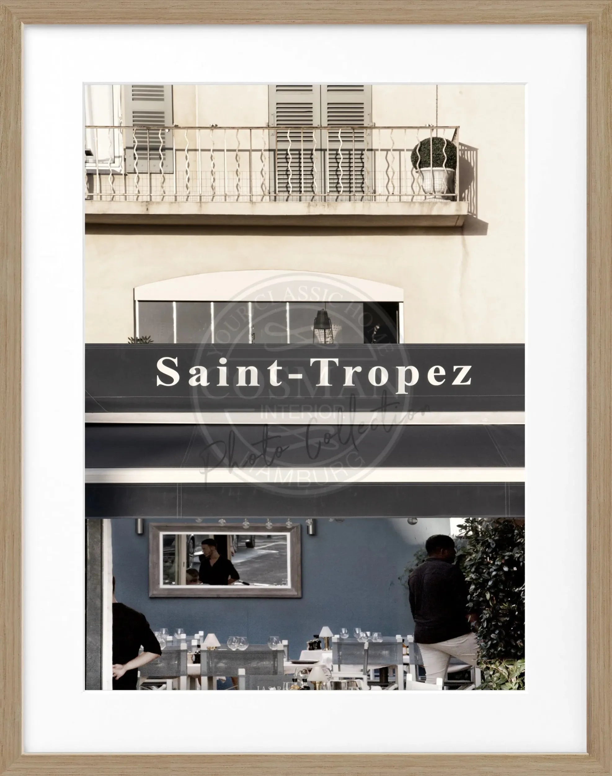 Schwarz-weiß Poster mit Rahmen, Saint Tropez ST26, 25x31 cm, von Cosman-Photocollection, ansprechendes Motiv in Schwarz-Weiß