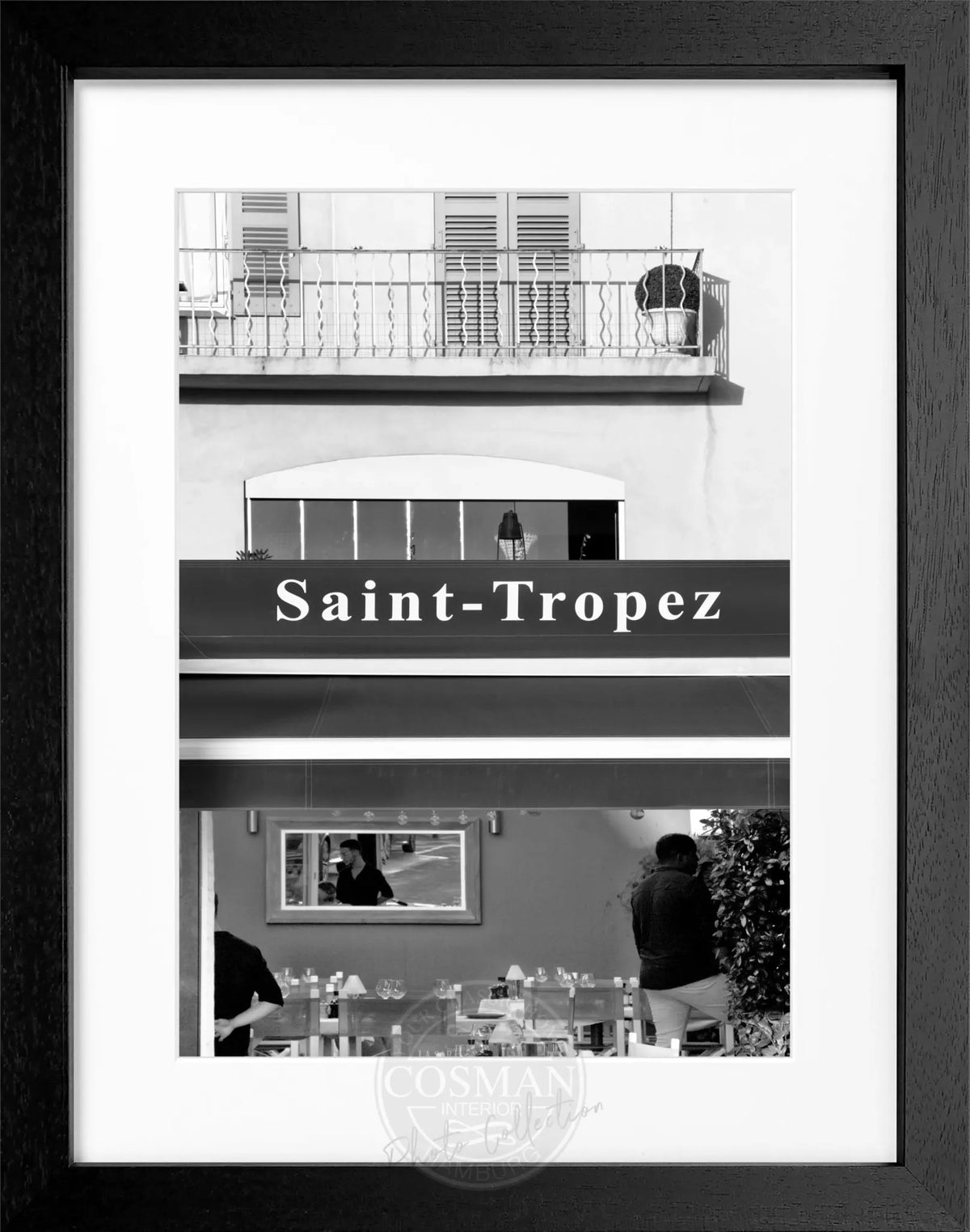 Schwarz-weiß Poster mit Rahmen, Saint Tropez ST26, von Cosman-Photocollection, Motiv in Größe 25x31cm, stilvolle Wanddekoration