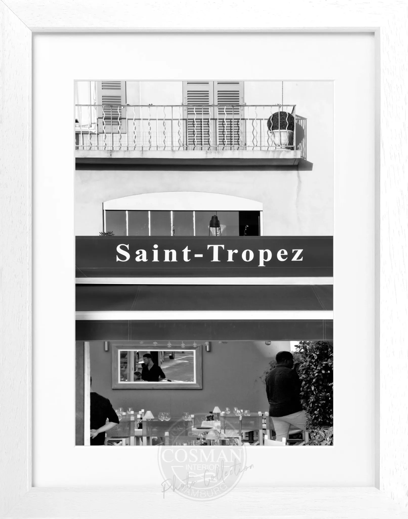 Schwarz-Weiß Poster mit Rahmen Saint Tropez ST26 von Cosman-Photocollection, 25x31cm, dekoratives Wandbild