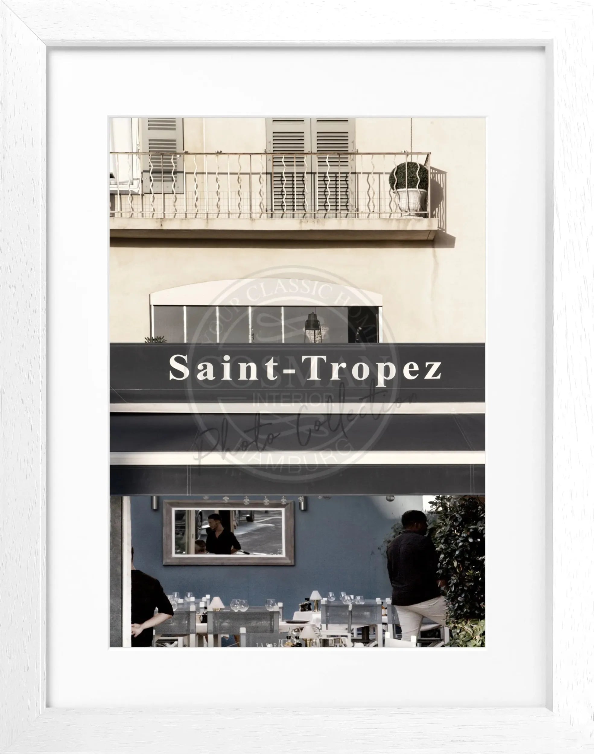 Schwarz-weiß Poster mit Rahmen, Saint Tropez ST26, von Cosman-Photocollection, 25x31 cm, stilvolles Wandbild