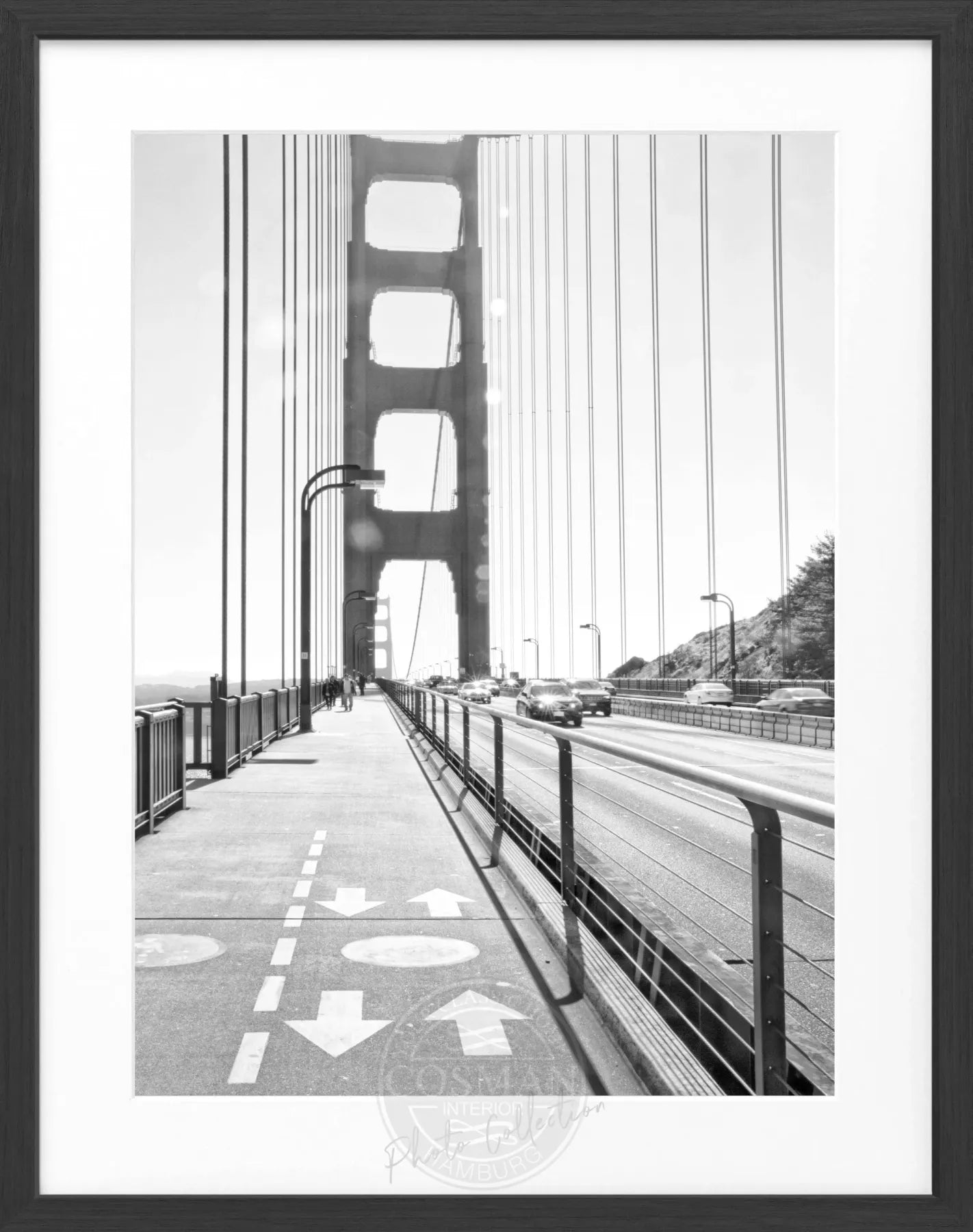 Schwarz-weiß Poster mit Rahmen von San Francisco SF22, 25x31 cm, von Cosman-Photocollection, urbanes Stadtszene.