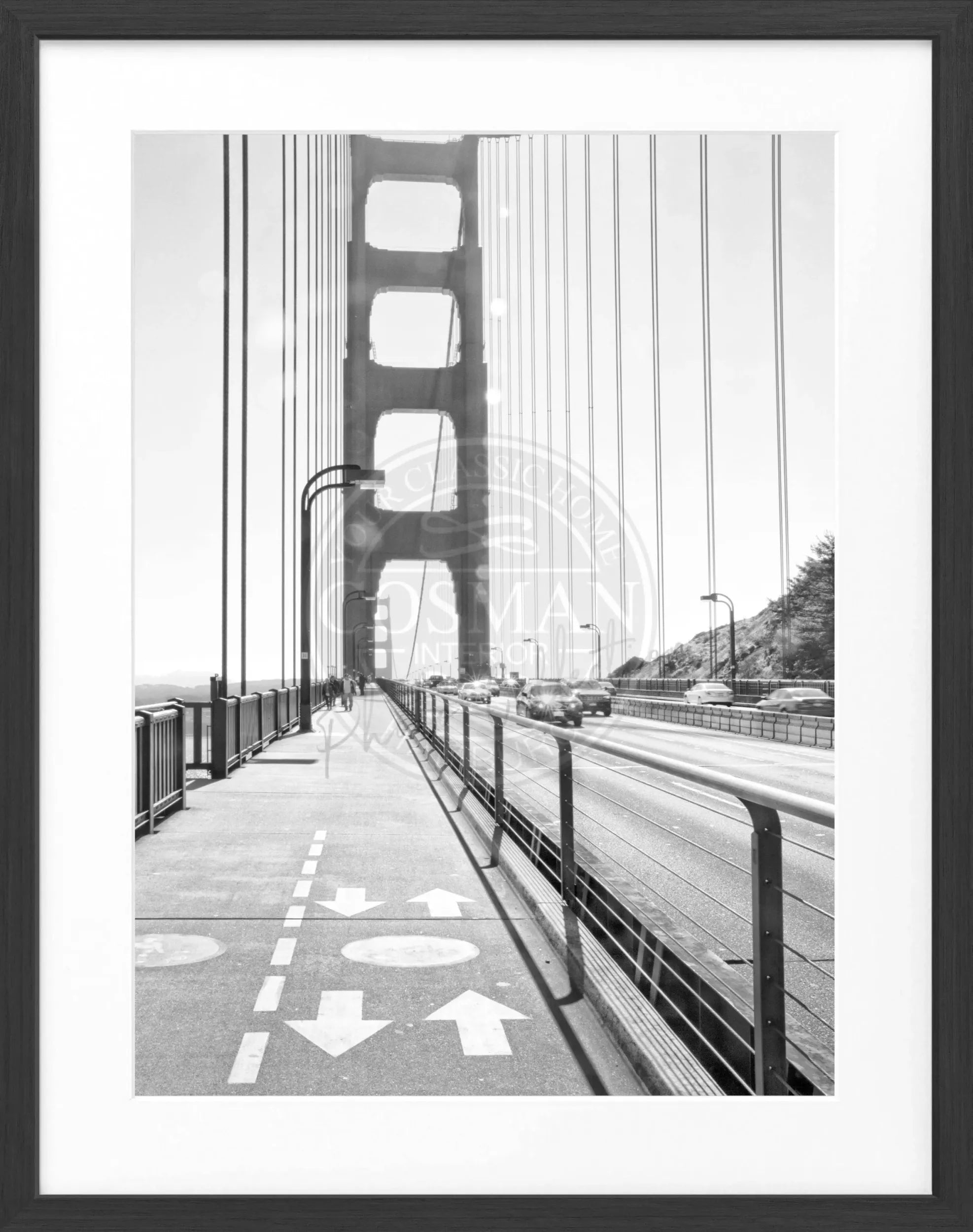 Schwarz-weiß Poster mit Rahmen von San Francisco SF22, 25x31 cm, von Cosman-Photocollection, urbanes Stadtszene.