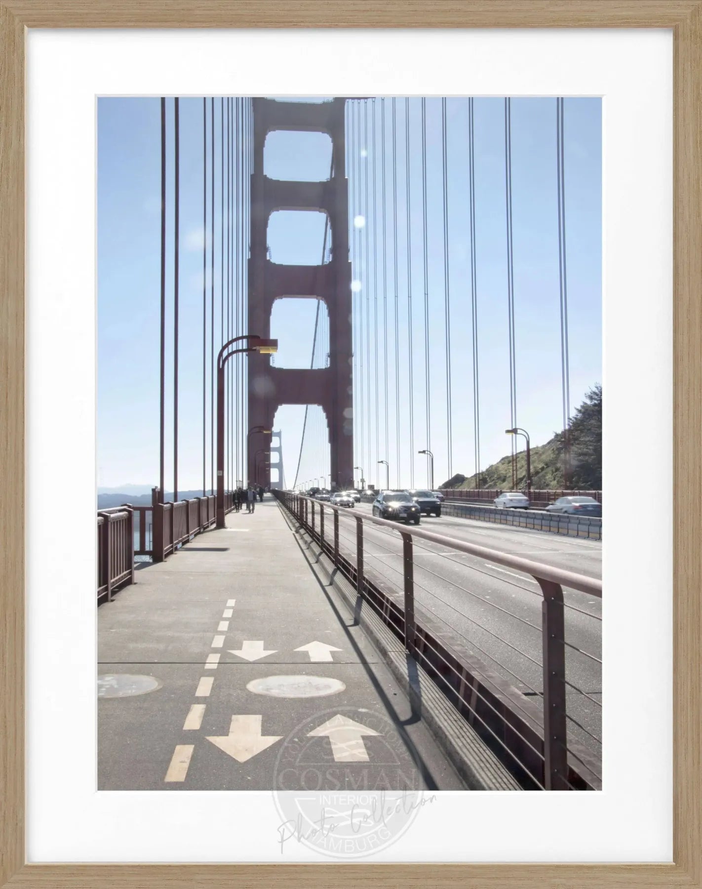 Schwarz-weiß Poster mit Rahmen von San Francisco SF22, 25x31 cm, von Cosman-Photocollection, dekoratives Wandbild