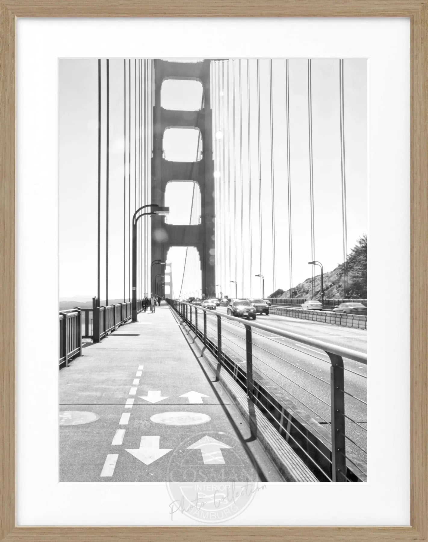 Schwarz-weiß Poster mit Rahmen von San Francisco SF22, 25x31 cm, von Cosman-Photocollection, urbanes Stadtbild.