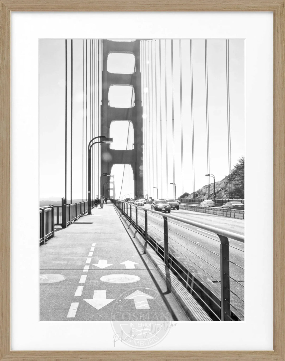 Schwarz-weiß Poster mit Rahmen von San Francisco SF22, 25x31 cm, von Cosman-Photocollection, urbanes Stadtbild.
