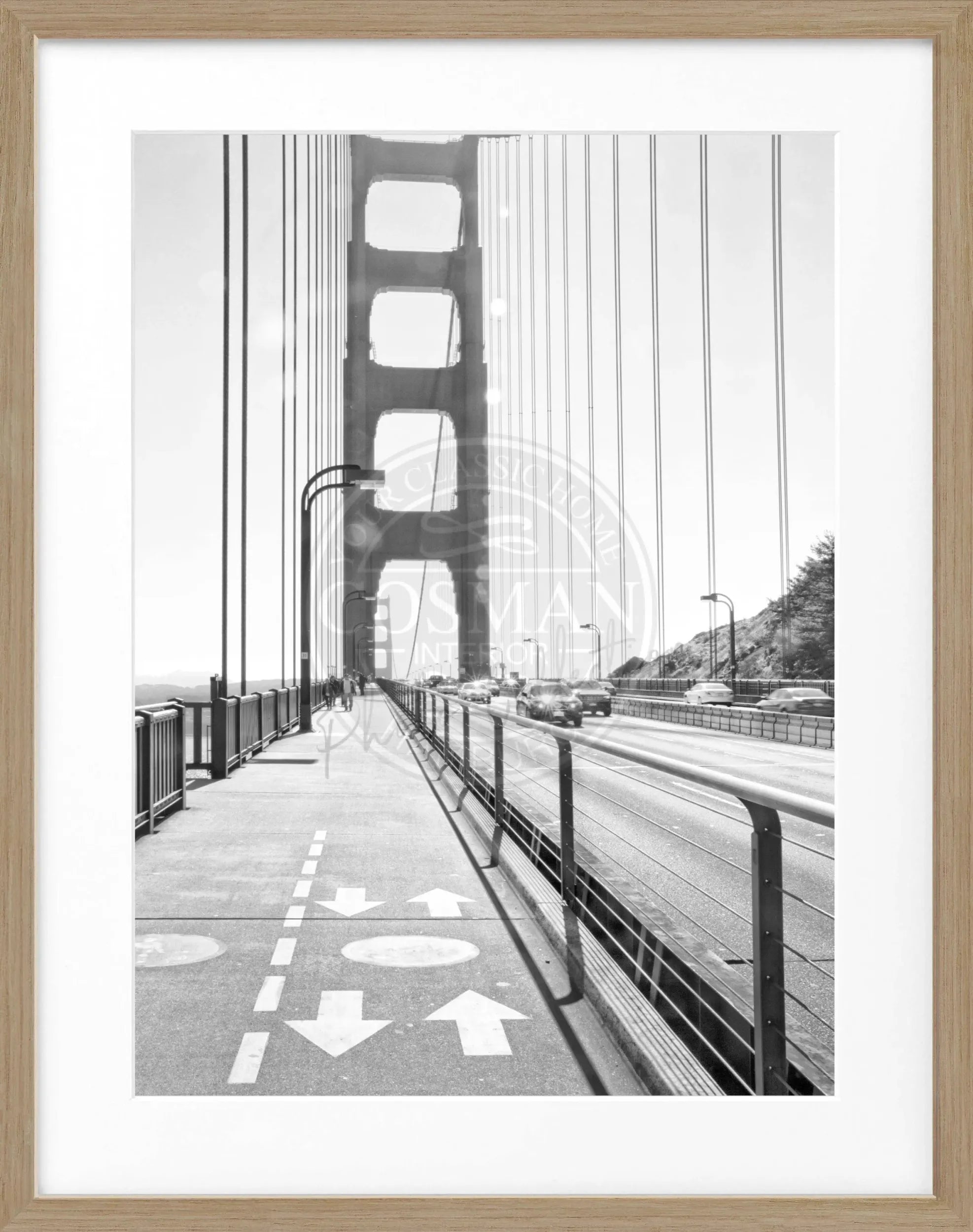 Schwarz-weiß Poster mit Rahmen von San Francisco SF22, 25x31 cm, von Cosman-Photocollection, urbanes Stadtbild.