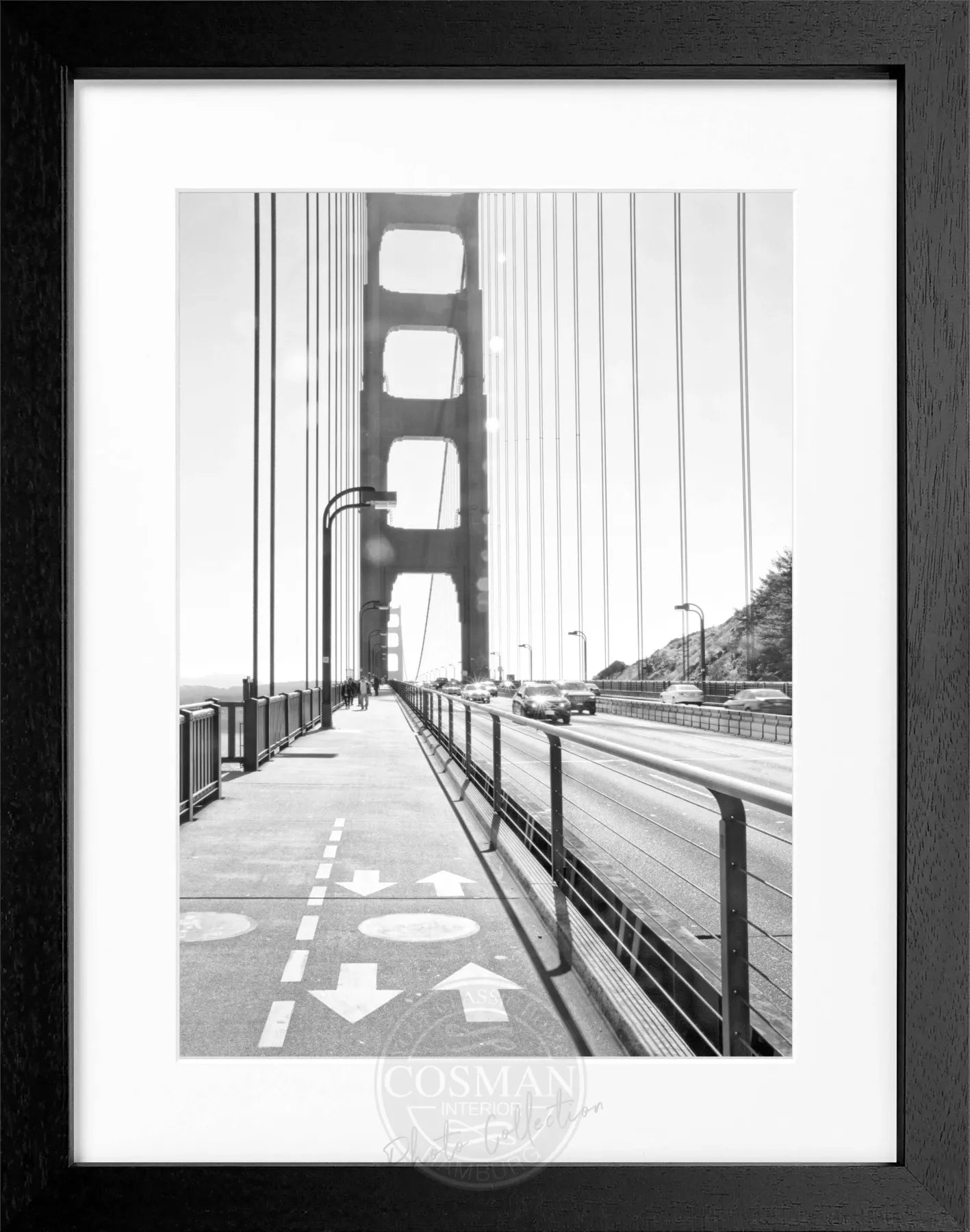 Schwarz-weiß Poster mit Rahmen von San Francisco SF22, 25x31 cm, von Cosman-Photocollection, Wanddekoration mit Stadtmotiv