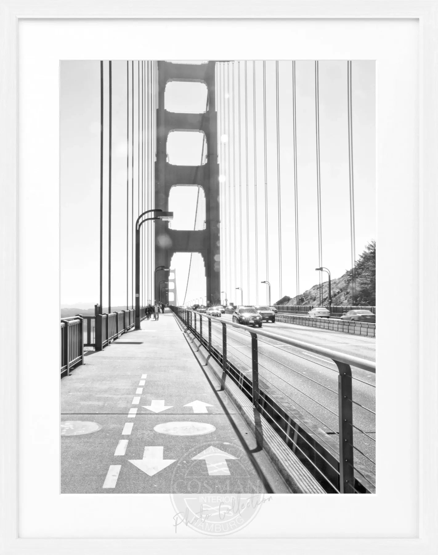 Schwarz-weiß Poster mit Rahmen von San Francisco SF22, 25x31cm, von Cosman-Photocollection, dekoratives Wandbild