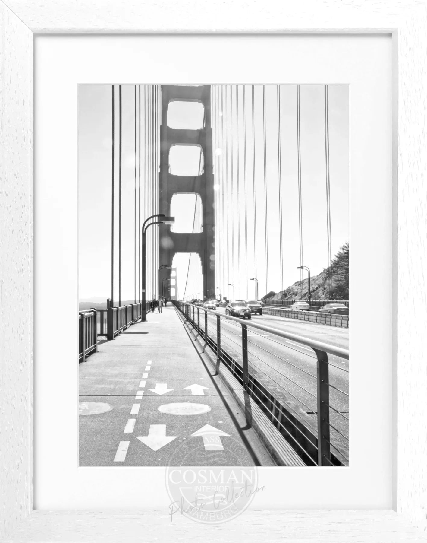 Schwarz-weiß Poster mit Rahmen von San Francisco SF22, von Cosman-Photocollection, mit Stadtmotiv, 25x31 cm