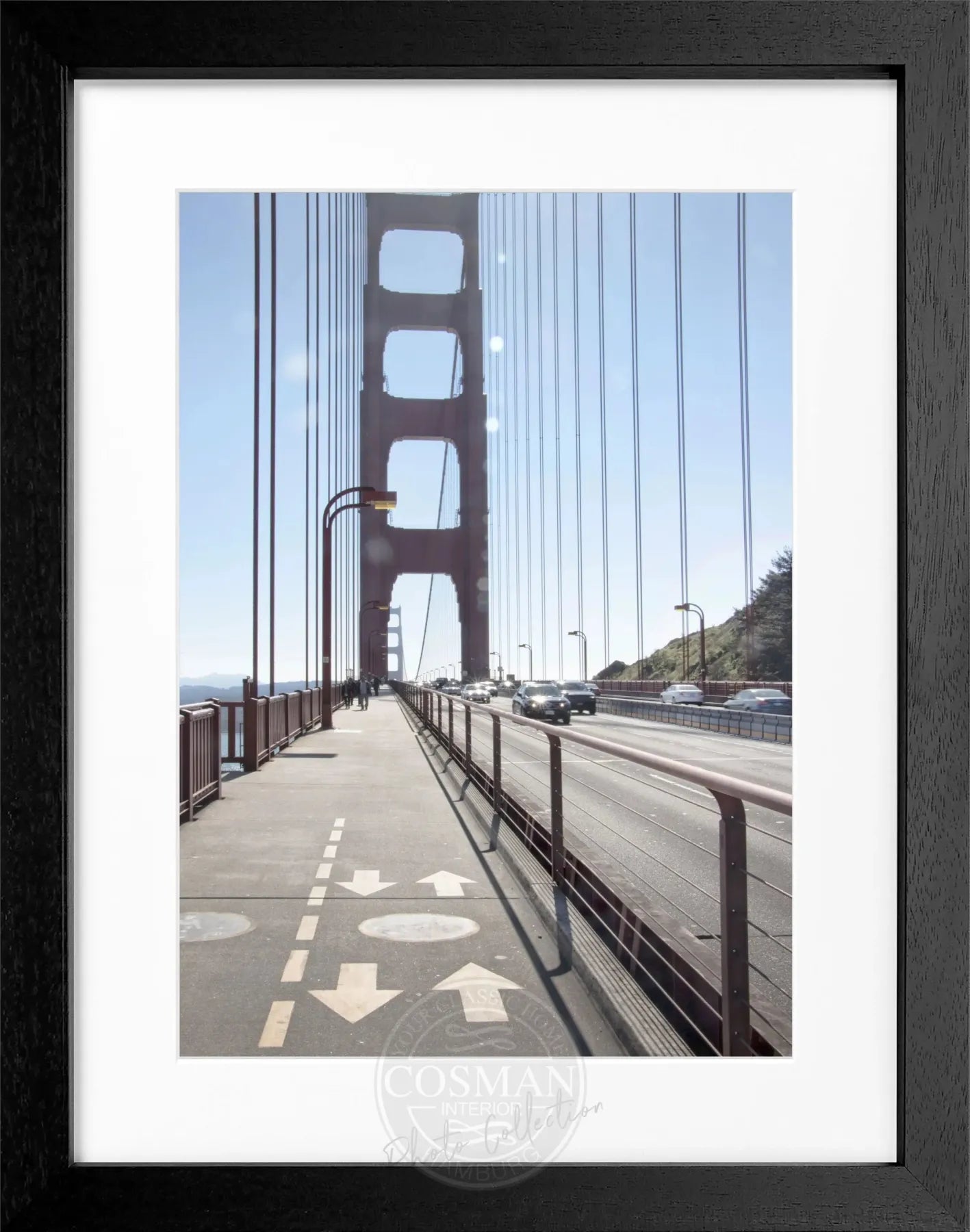 Schwarz-weiß Poster von San Francisco mit Rahmen, 25x31 cm, von Cosman-Photocollection, stilvolles Wandbild, Stadtmotiv