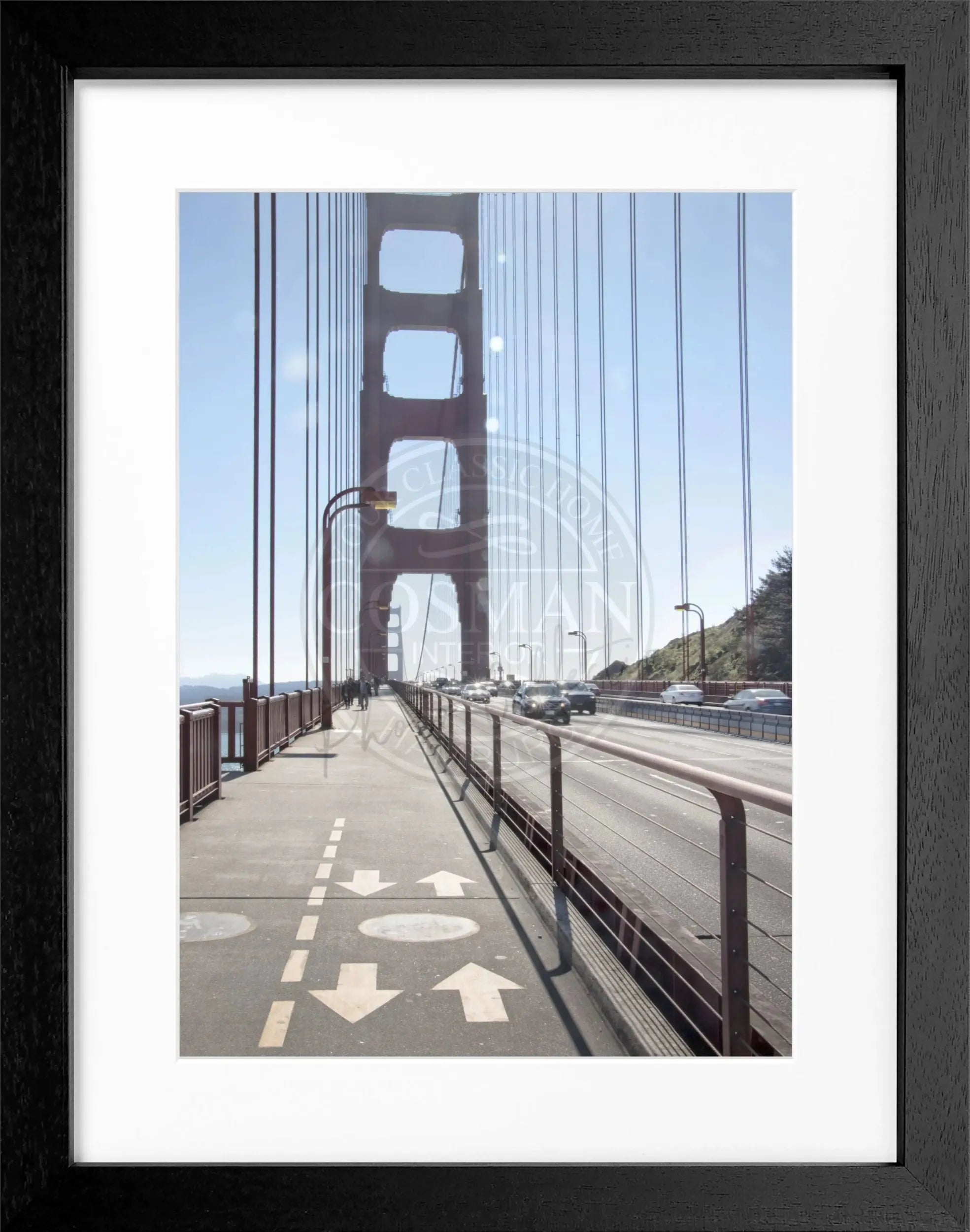 Schwarz-weiß Poster von San Francisco mit Rahmen, 25x31 cm, von Cosman-Photocollection, stilvolles Wandbild, Stadtmotiv