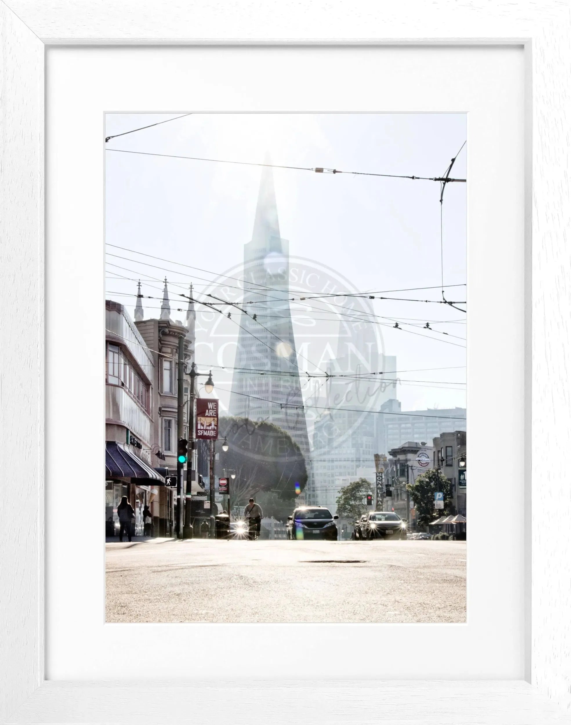 Schwarz-weiß Poster mit Rahmen, San Francisco Transamerica Pyramid Center, Cosman-Photocollection, 25x31cm