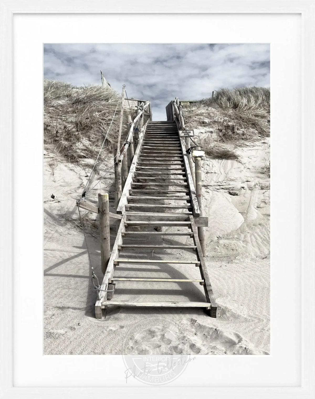 Schwarz-weiß Poster mit Rahmen, Motiv der Dünen in Hörnum auf Sylt, von Cosman-Photocollection, 25x31 cm
