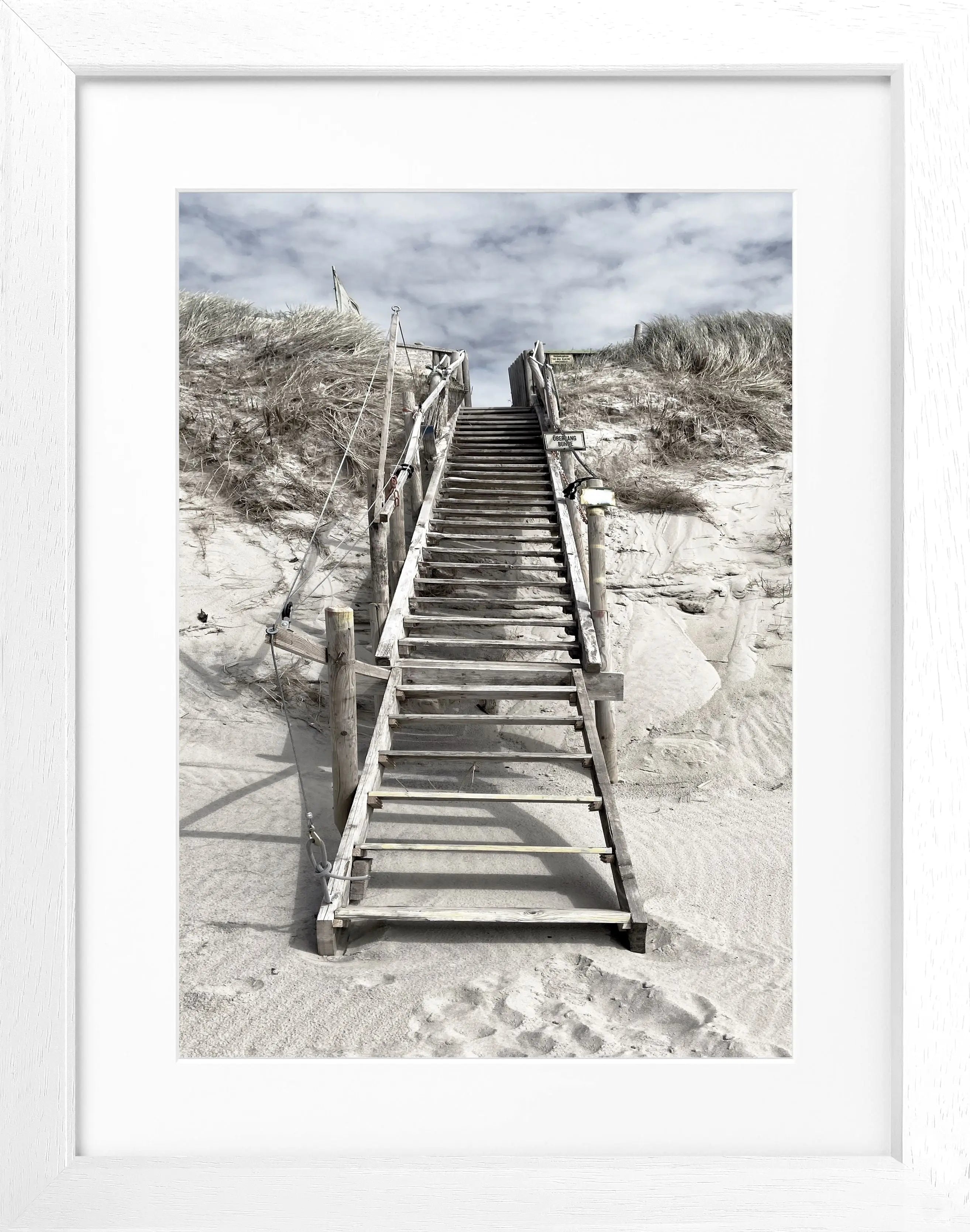 Schwarz-weiß Poster mit Rahmen, Sylt Düne Hörnum, von Cosman-Photocollection, 25x31cm, dekoratives Wandbild