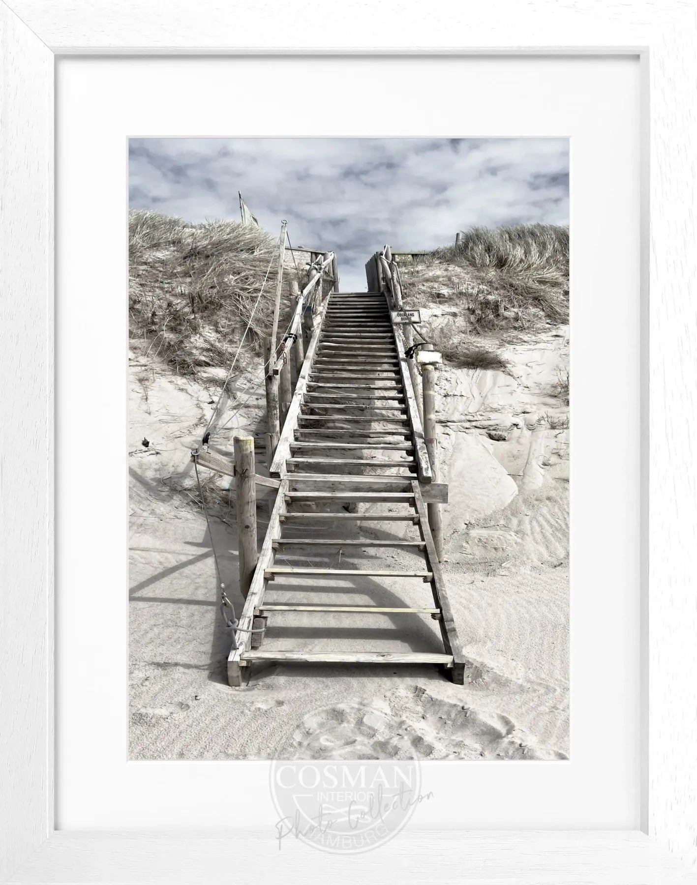 Schwarz-weiß Poster mit Rahmen von Cosman-Photocollection, Sylt Dünen und Hörnum, 25x31 cm, Naturmotiv in Bild.