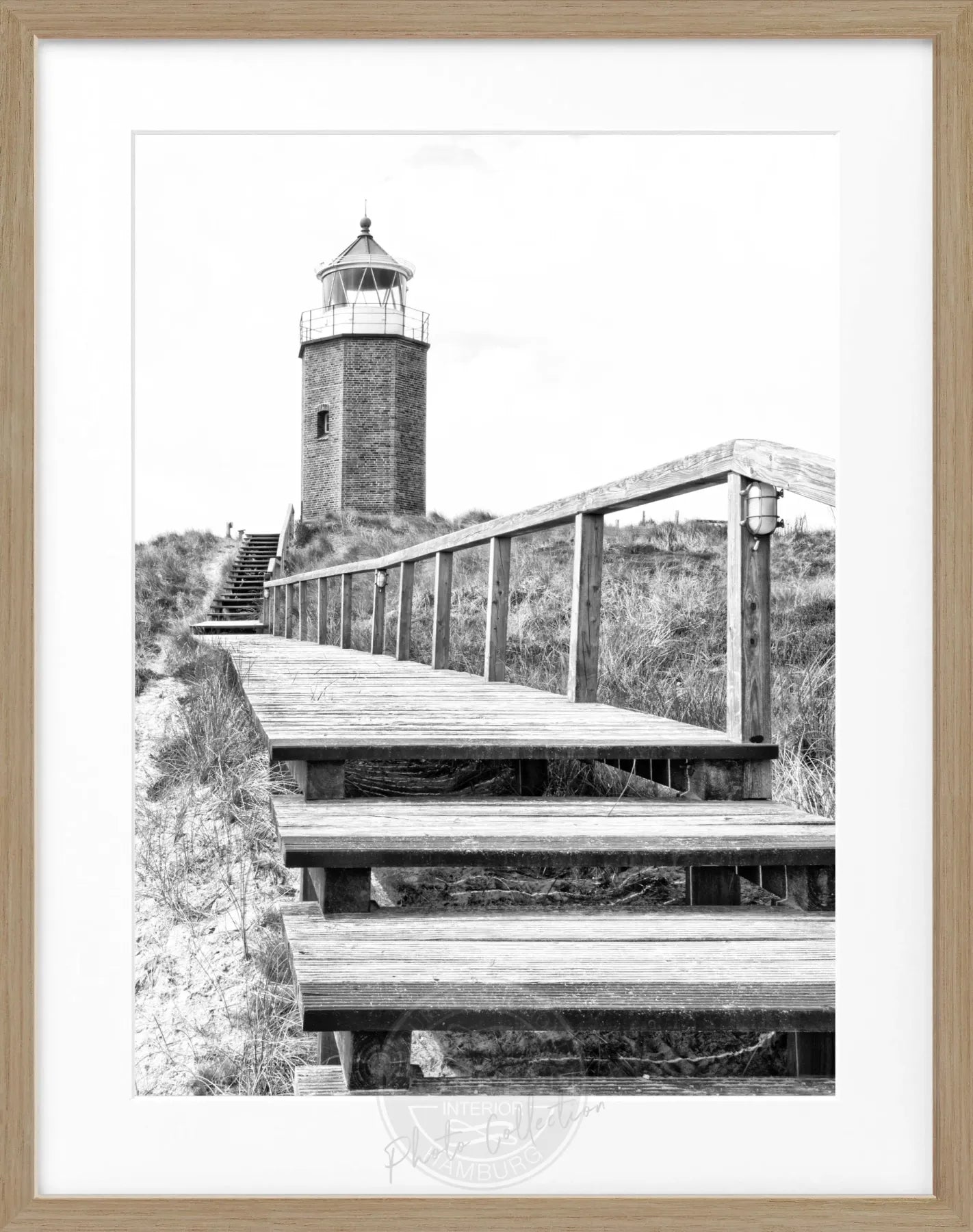 Schwarz-weiß Poster mit Rahmen, Sylt Leuchtturm Kampen, Cosman-Photocollection, 25x31 cm, Wanddekoration, Meereslandschaft