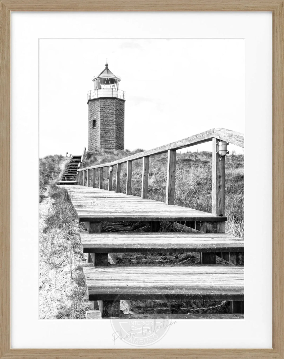 Schwarz-weiß Poster mit Rahmen, Sylt Leuchtturm Kampen, Cosman-Photocollection, 25x31 cm, Wanddekoration, Meereslandschaft