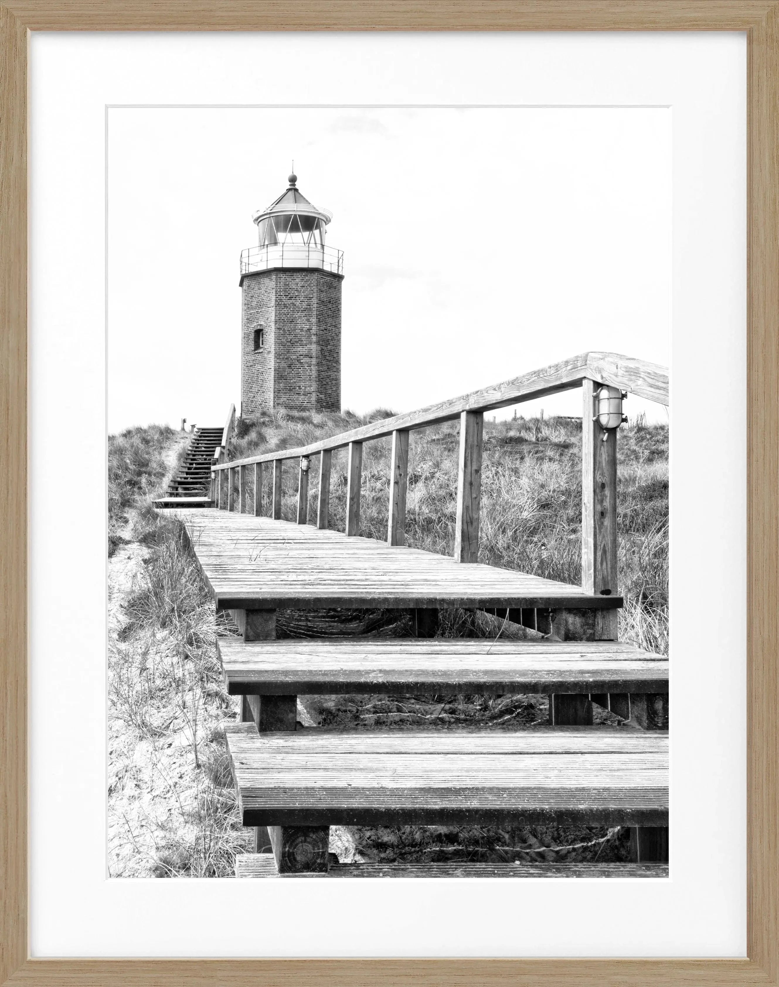 Schwarz-weiß Poster mit Rahmen, Sylt Leuchtturm Kampen, Cosman-Photocollection, 25x31 cm, Wanddekoration, Meereslandschaft