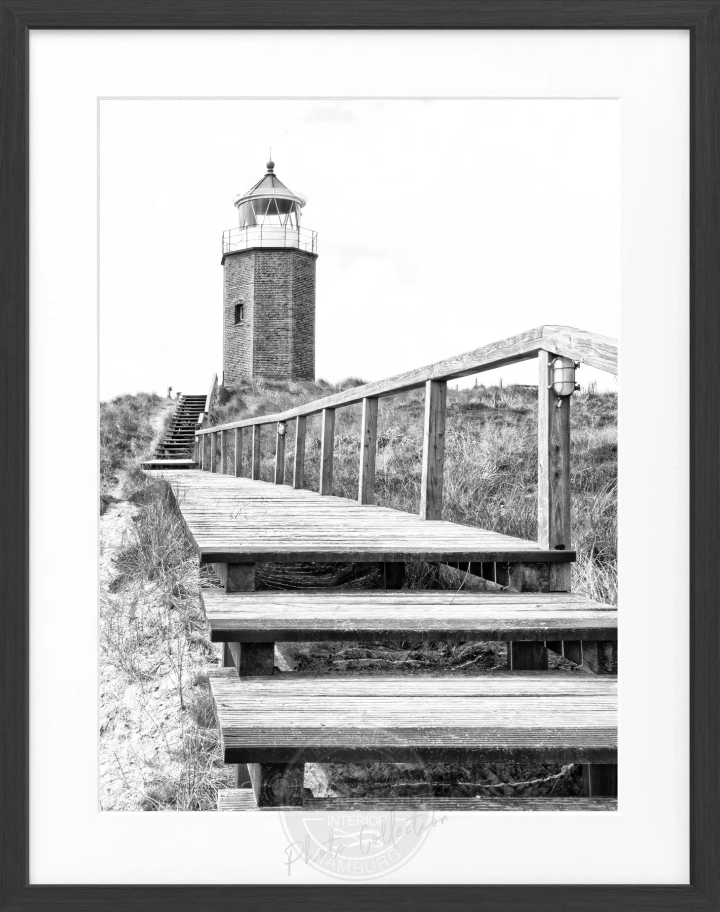Schwarz-Weiß-Poster mit Rahmen, Sylt Leuchtturm Kampen, von Cosman-Photocollection, 25x31 cm, Wanddekoration