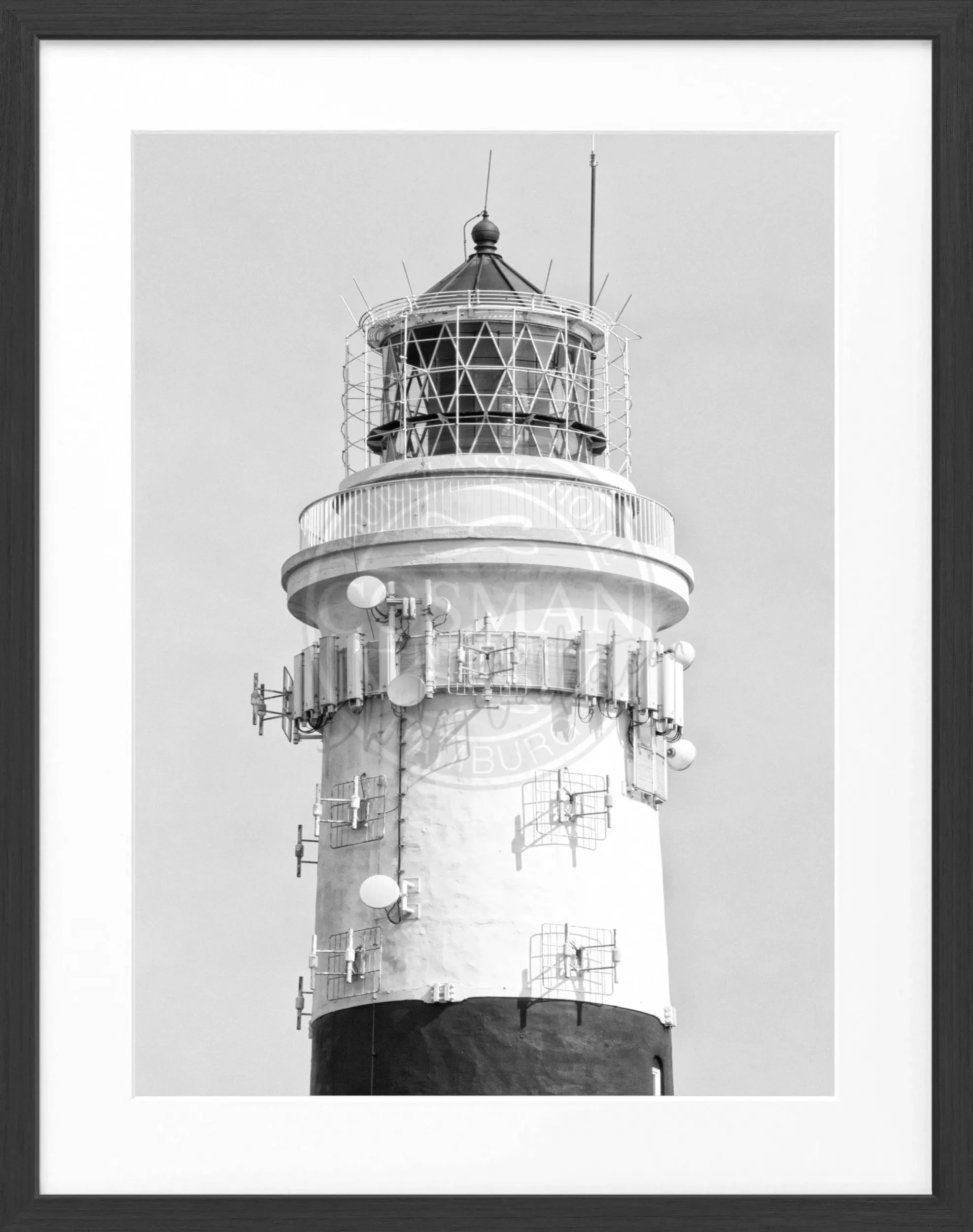 Schwarzweiß-Poster mit Rahmen von Sylt Leuchtturm Kampen, Cosman-Photocollection, 25x31 cm, Meeresmotiv