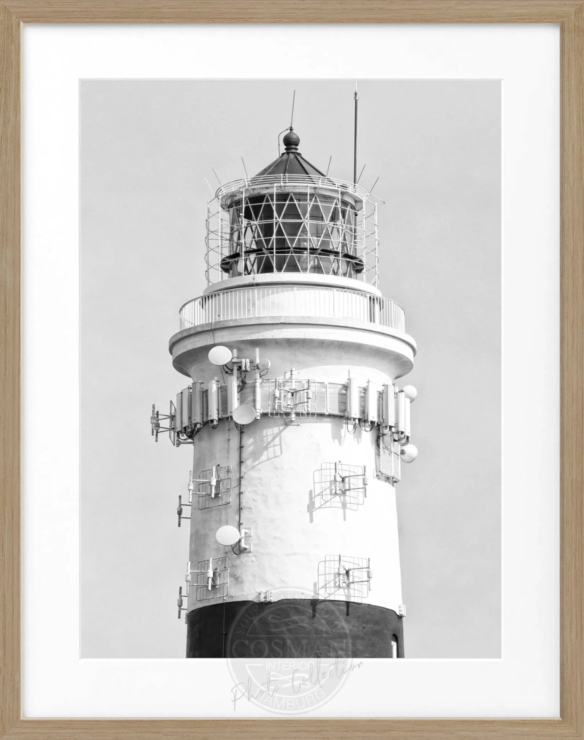 Schwarz-weiß Poster mit Rahmen von Cosman-Photocollection, Leuchtturm auf Sylt in Kampen, 25x31cm, dekoratives Wandbild