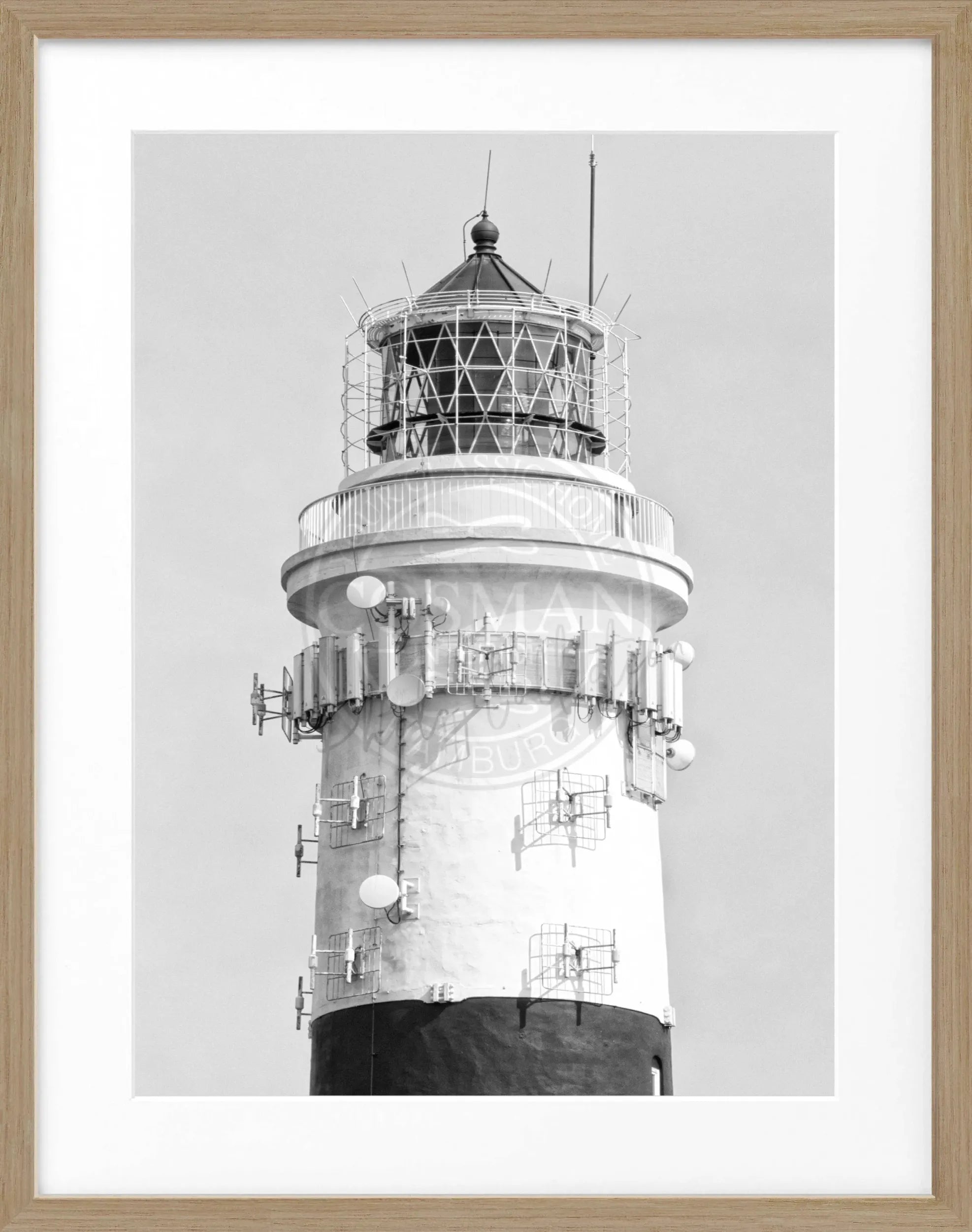Schwarz-weiß Poster mit Rahmen von Cosman-Photocollection, Leuchtturm auf Sylt in Kampen, 25x31cm, dekoratives Wandbild