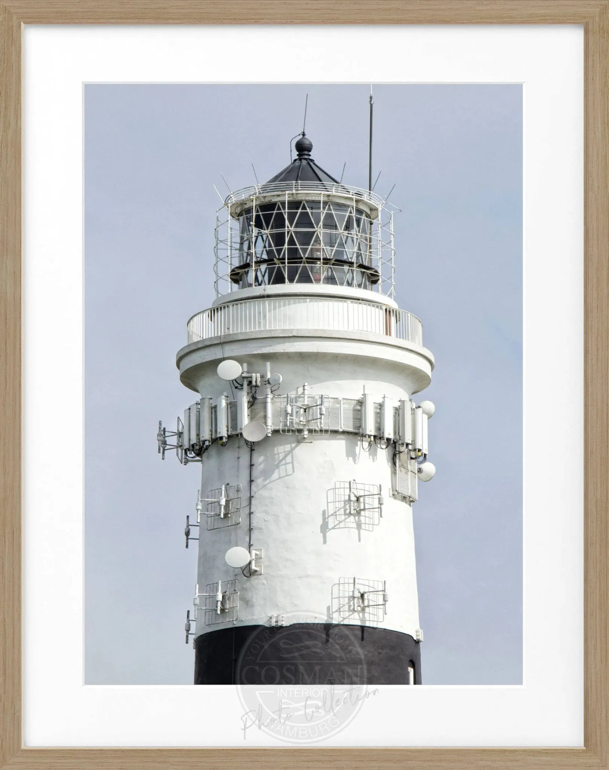 Schwarz-weiß Poster mit Rahmen von Cosman-Photocollection, Leuchtturm auf Sylt in Kampen, 25x31 cm, dekoratives Wandbild