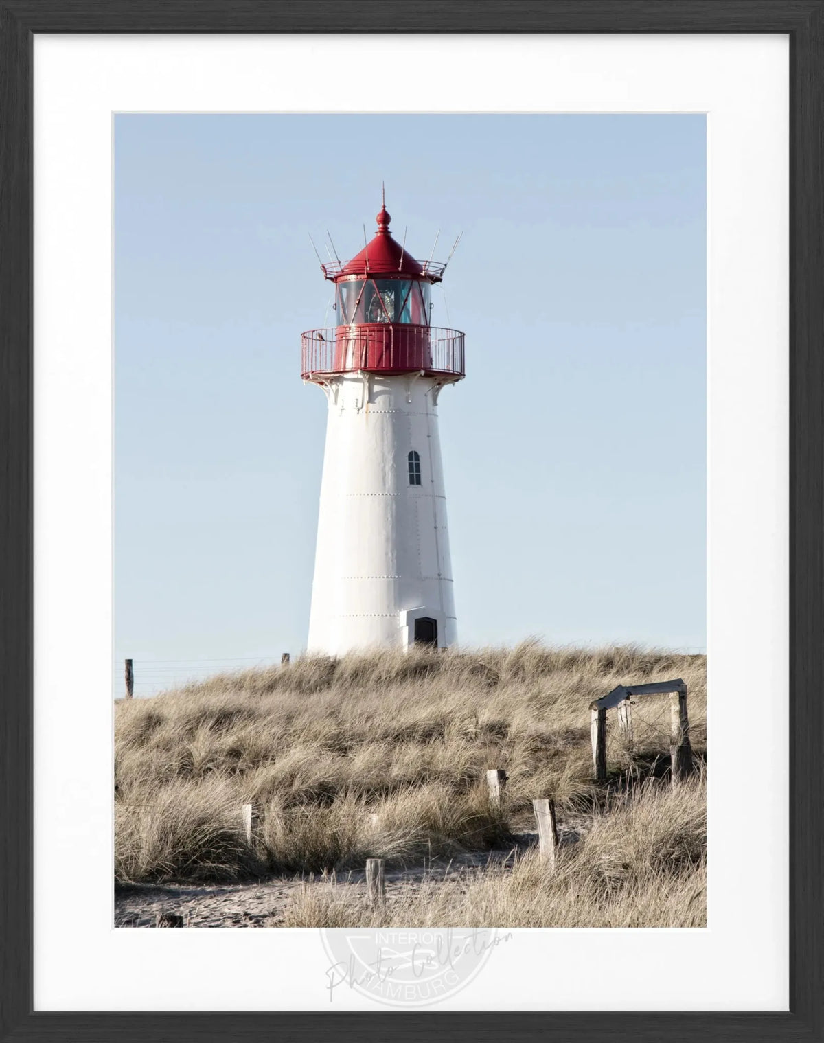 Schwarz-weiß Poster mit Rahmen von Cosman-Photocollection, Leuchtturm List auf Sylt, 25x31 cm, dekoratives Wandbild