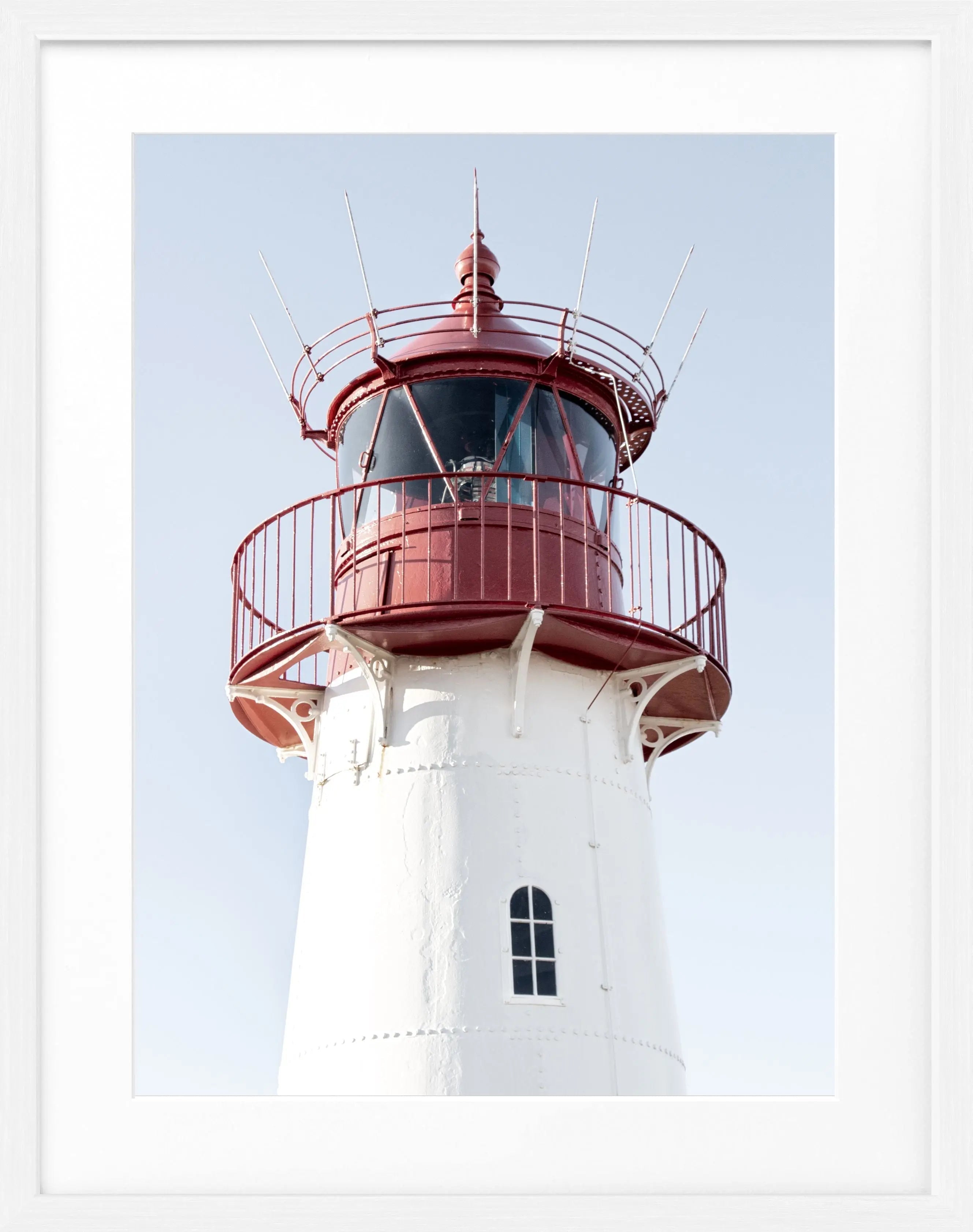 Schwarz-weiß Poster mit Rahmen von Cosman-Photocollection, Lister Leuchtturm auf Sylt, 25x31 cm, maritime Dekoration