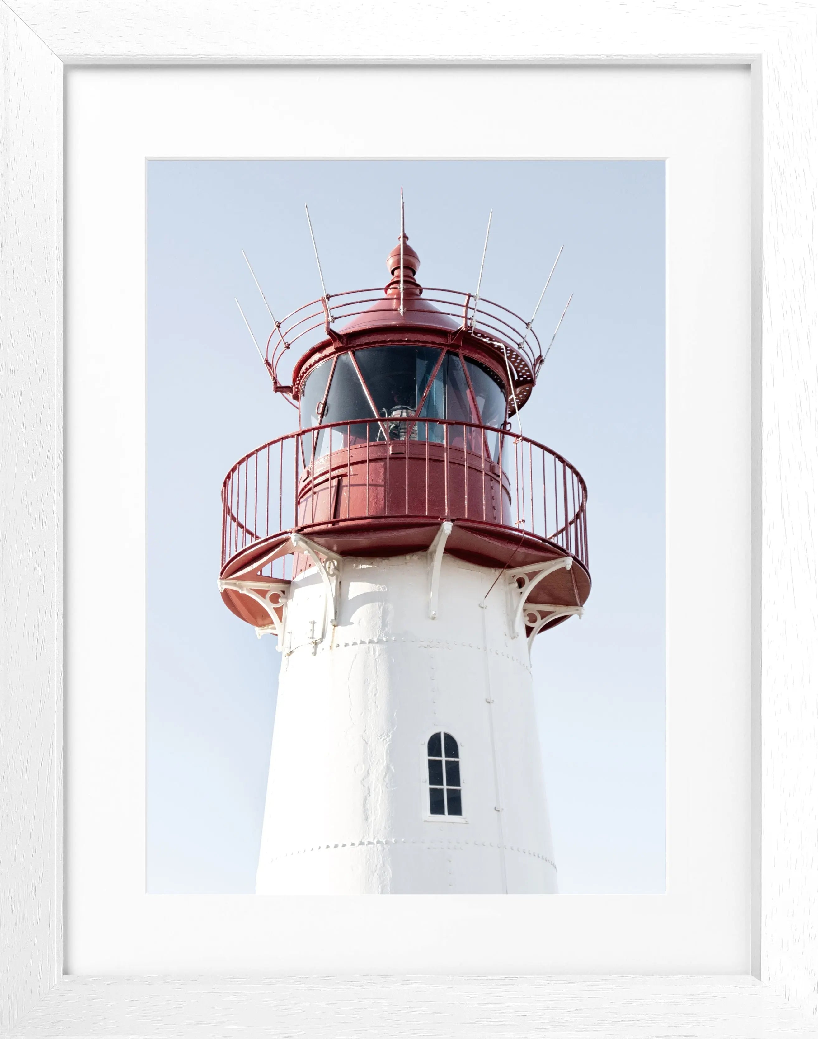 Schwarz-weiß Poster mit Rahmen von Cosman-Photocollection, Leuchtturm Lister auf Sylt, 25x31 cm, Wanddekoration