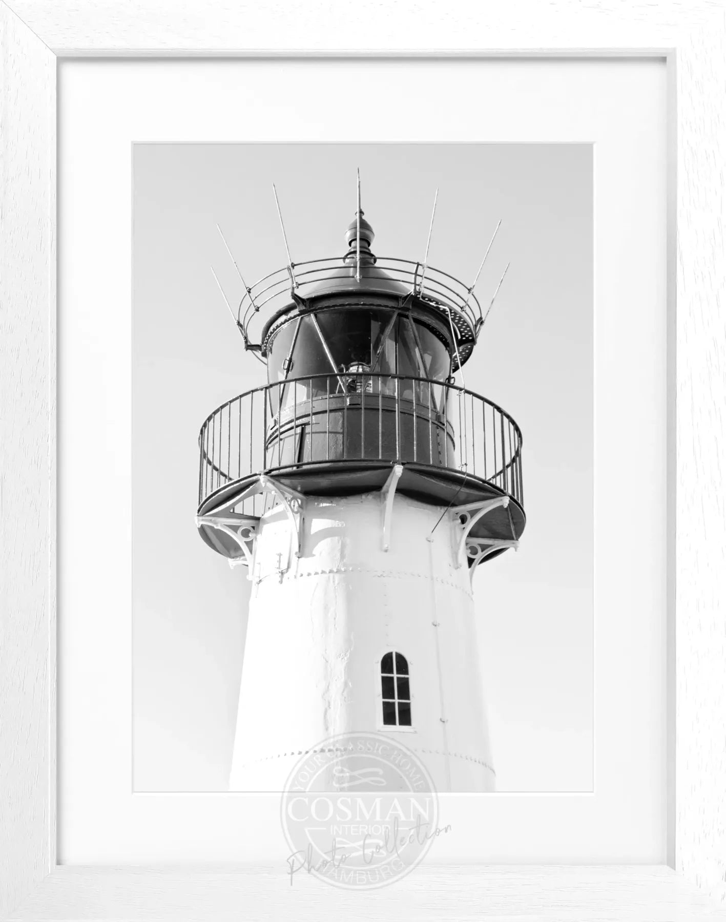 Schwarz-weiß Poster mit Rahmen, Sylt Lister Leuchtturm, von Cosman-Photocollection, Maße 25x31 cm, Wanddekoration