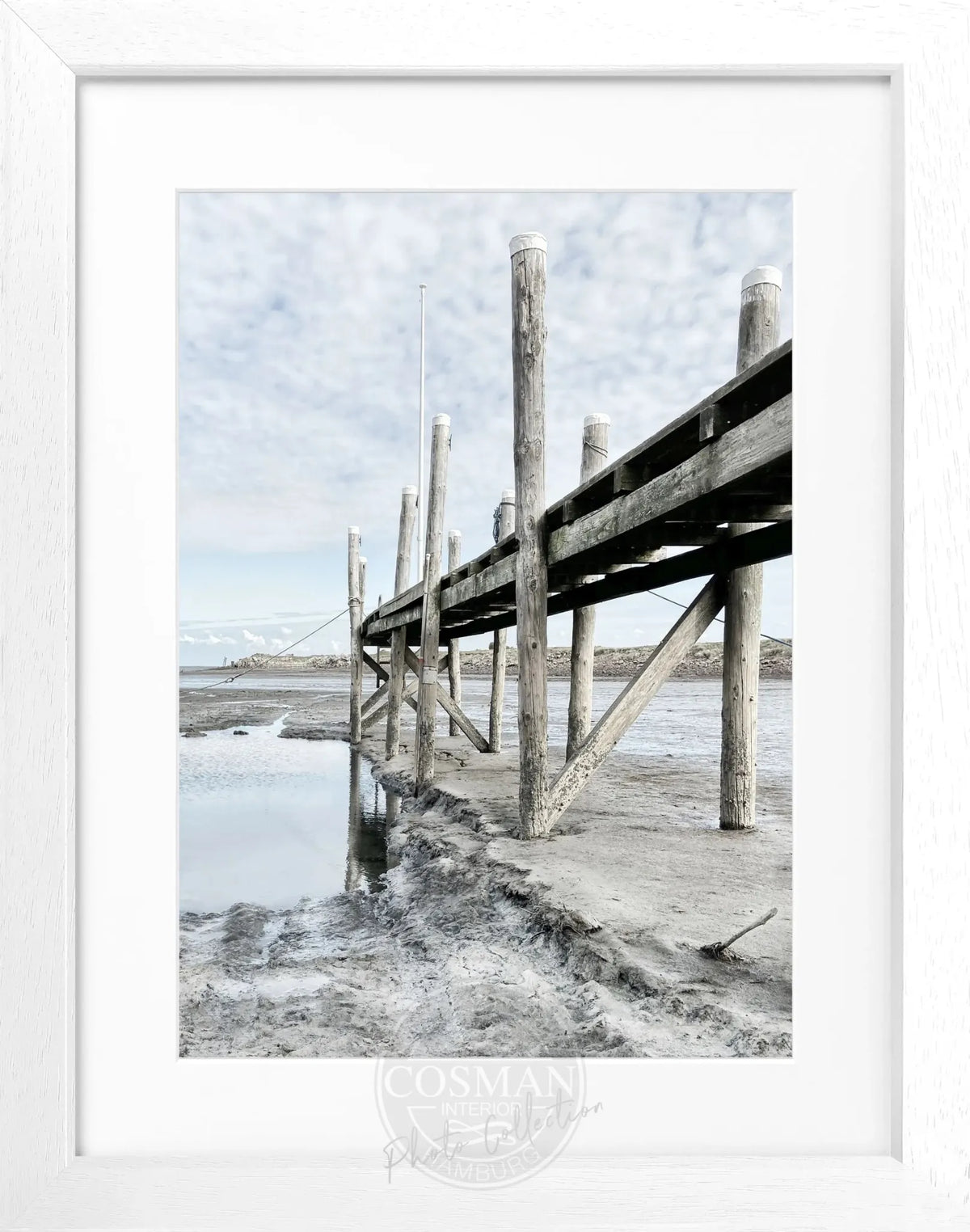 Schwarz-weiß Poster mit Rahmen von Sylt Rantum Hafen von Cosman-Photocollection, 25x31 cm, maritime Strand- und Hafenmotiv