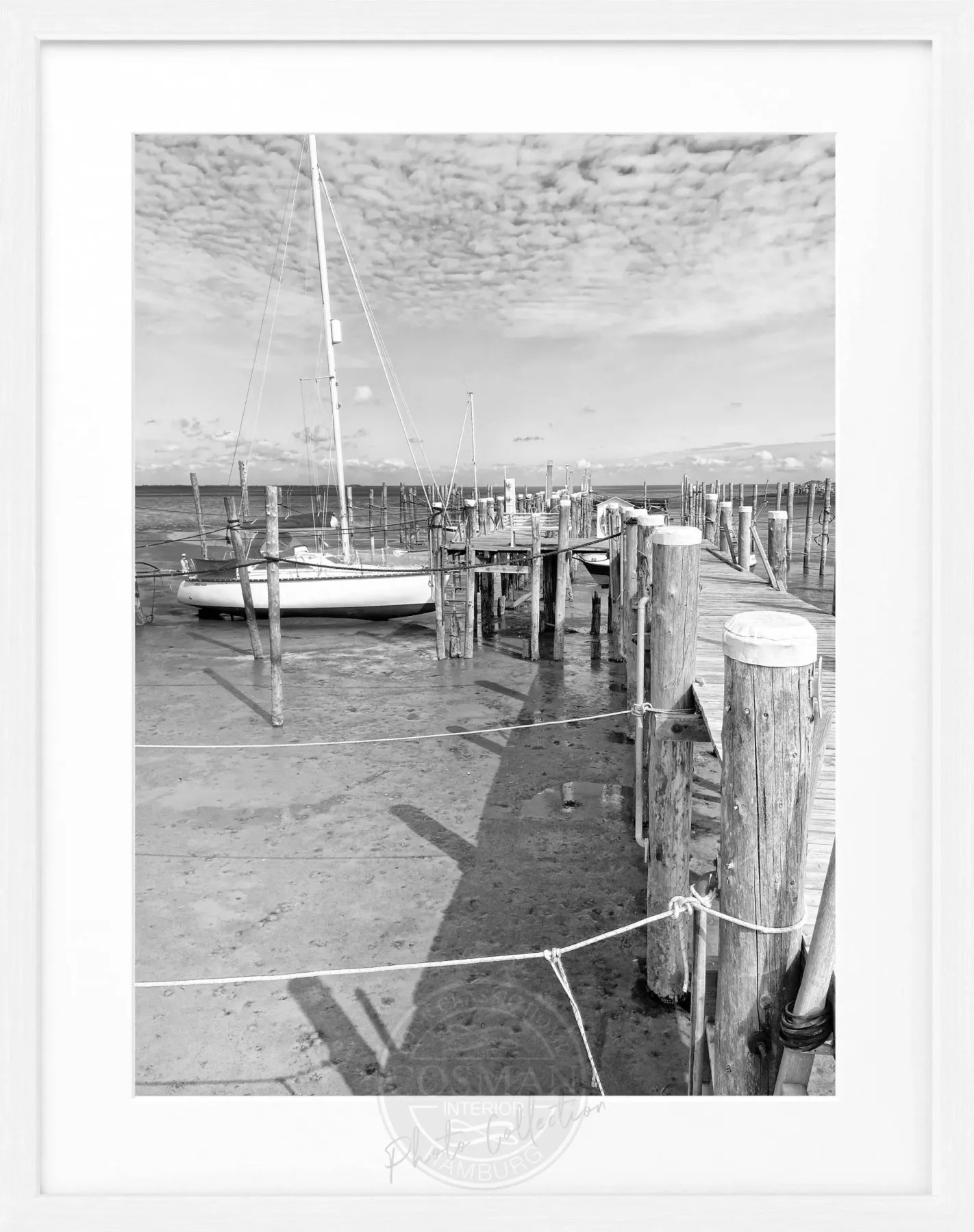 Schwarz-weiß Poster mit Rahmen, Sylt Rantum, Cosman-Photocollection, 25x31cm, dekoratives Wandbild
