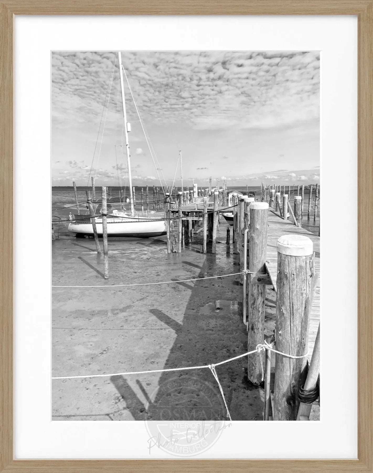 Schwarz-weiß Poster mit Rahmen, Sylt Rantum, Cosman-Photocollection, 25x31 cm, Wanddekoration mit Strandmotiv