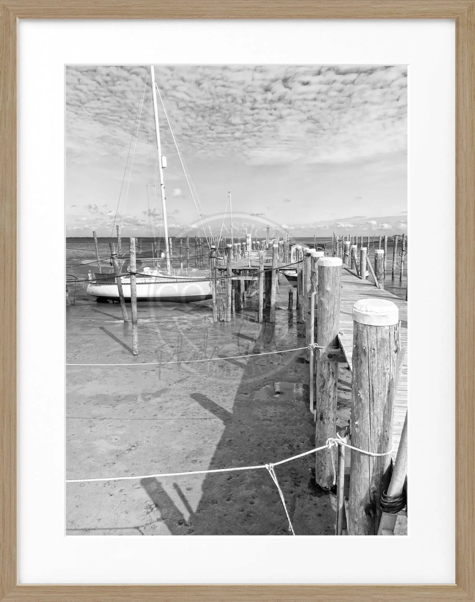 Schwarz-weiß Poster mit Rahmen, Sylt Rantum, Cosman-Photocollection, 25x31 cm, Wanddekoration mit Strandmotiv
