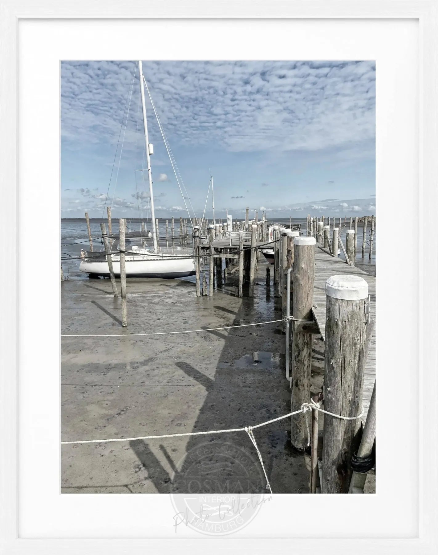 Schwarz-weiß Poster mit Rahmen, Sylt Rantum, von Cosman-Photocollection, 25x31 cm, dekoratives Wandbild