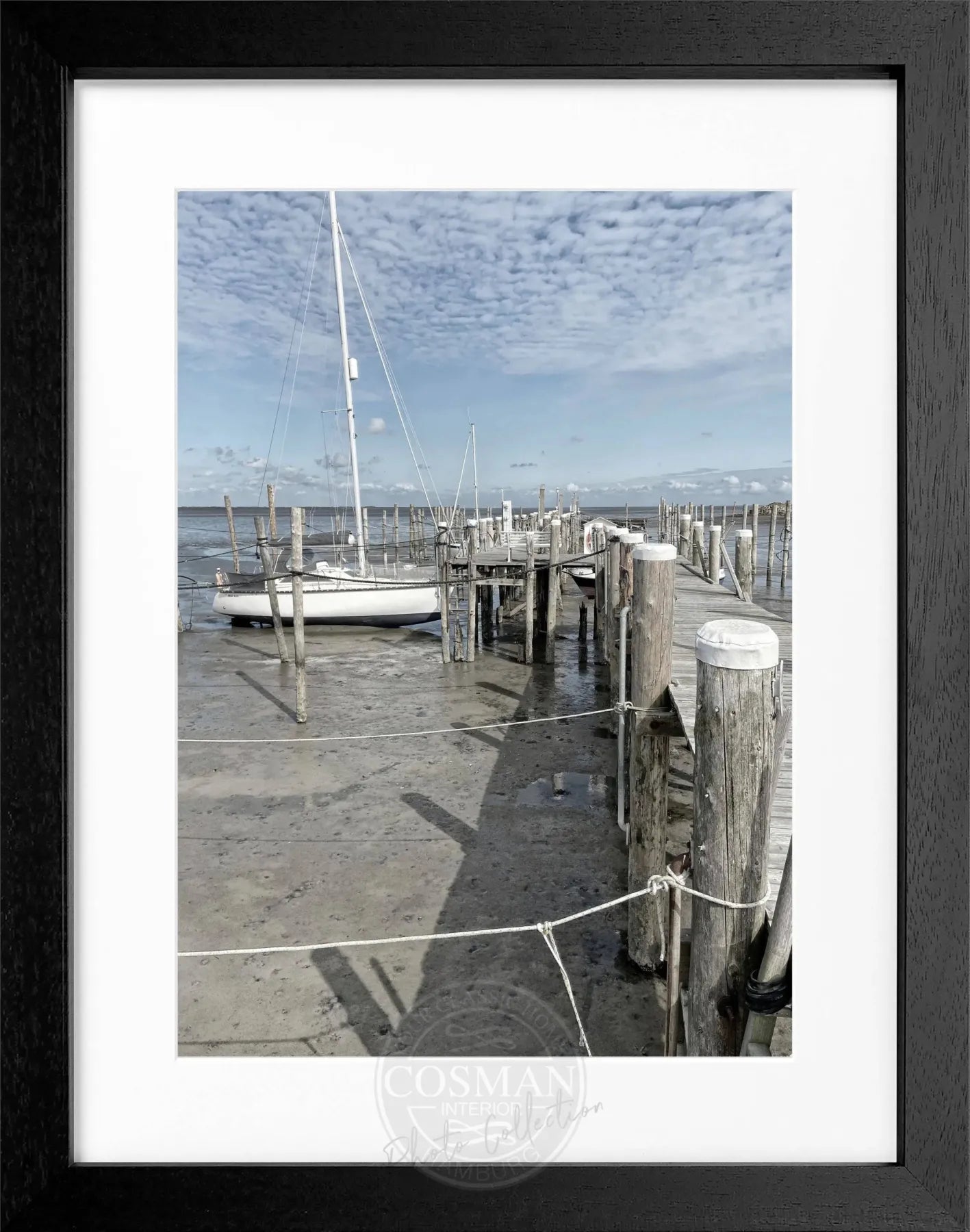 Schwarz-weiß Poster mit Rahmen, Sylt Rantum, von Cosman-Photocollection, 25x31cm, dekoratives Wandbild