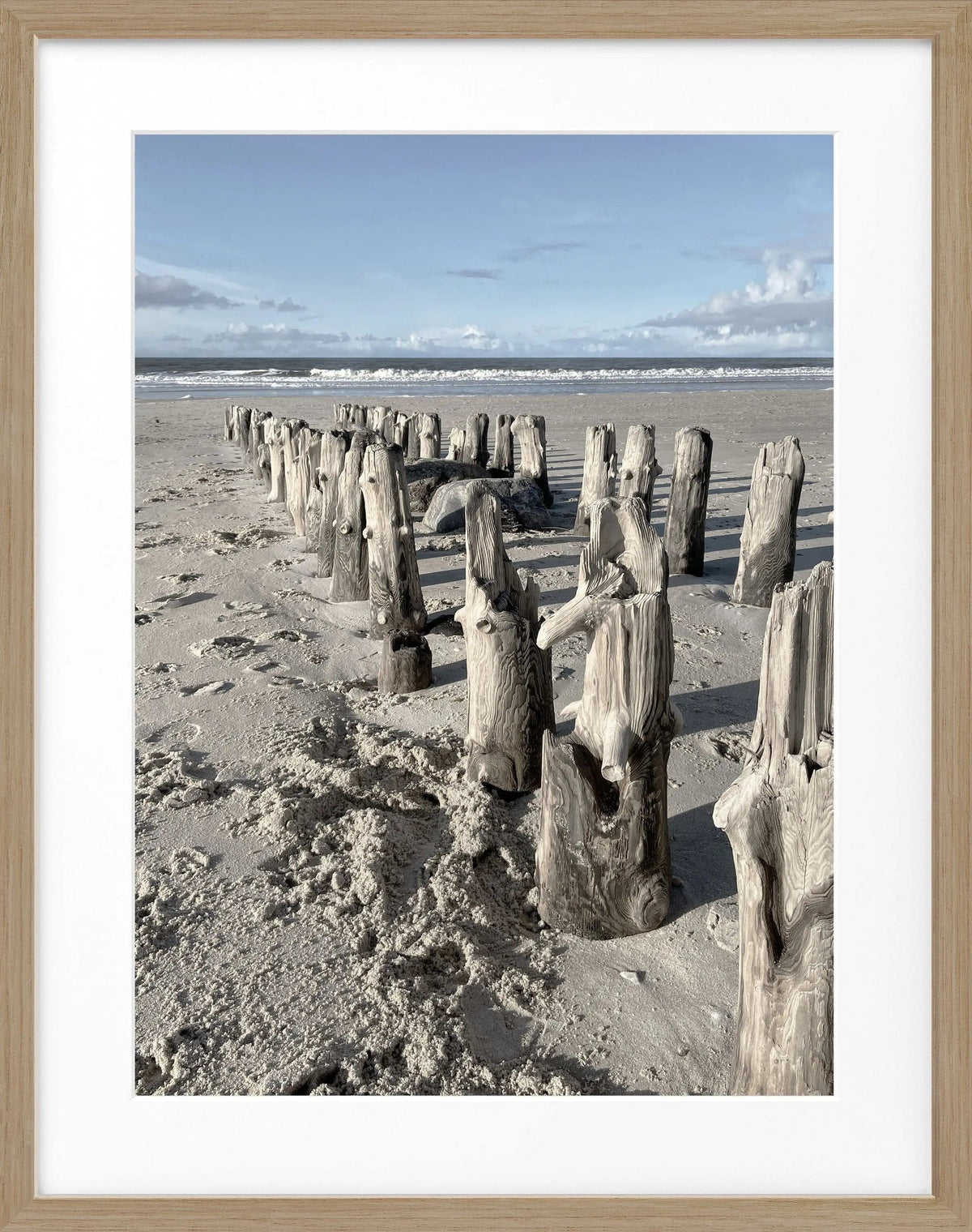 Schwarz-weiß Poster mit Rahmen von Cosman-Photocollection, Motiv Sylt Strand, 25x31 cm, stilvolle Wanddekoration