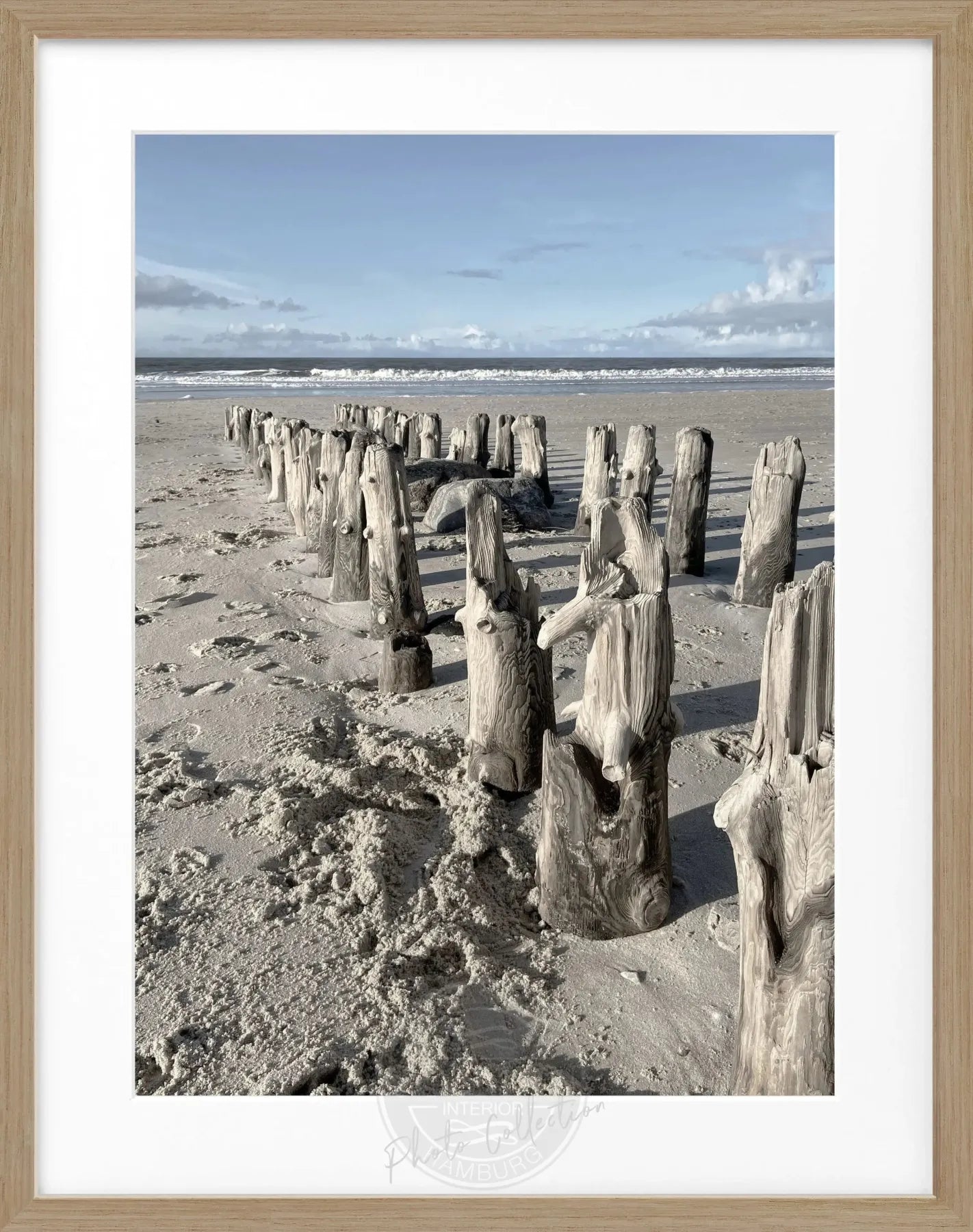 Schwarz-weiß Poster mit Rahmen von Cosman-Photocollection, Motiv Sylt Strand, 25x31 cm, stilvolle Wanddekoration