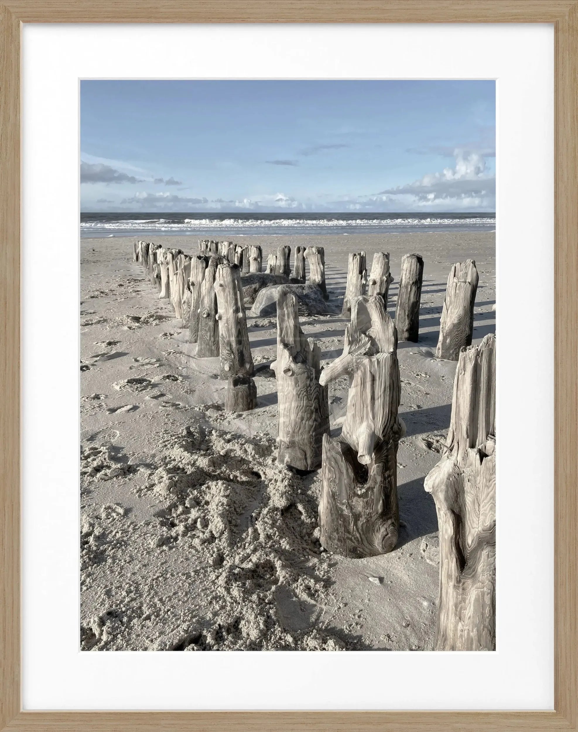 Schwarz-weiß Poster mit Rahmen von Cosman-Photocollection, Motiv Sylt Strand, 25x31 cm, stilvolle Wanddekoration