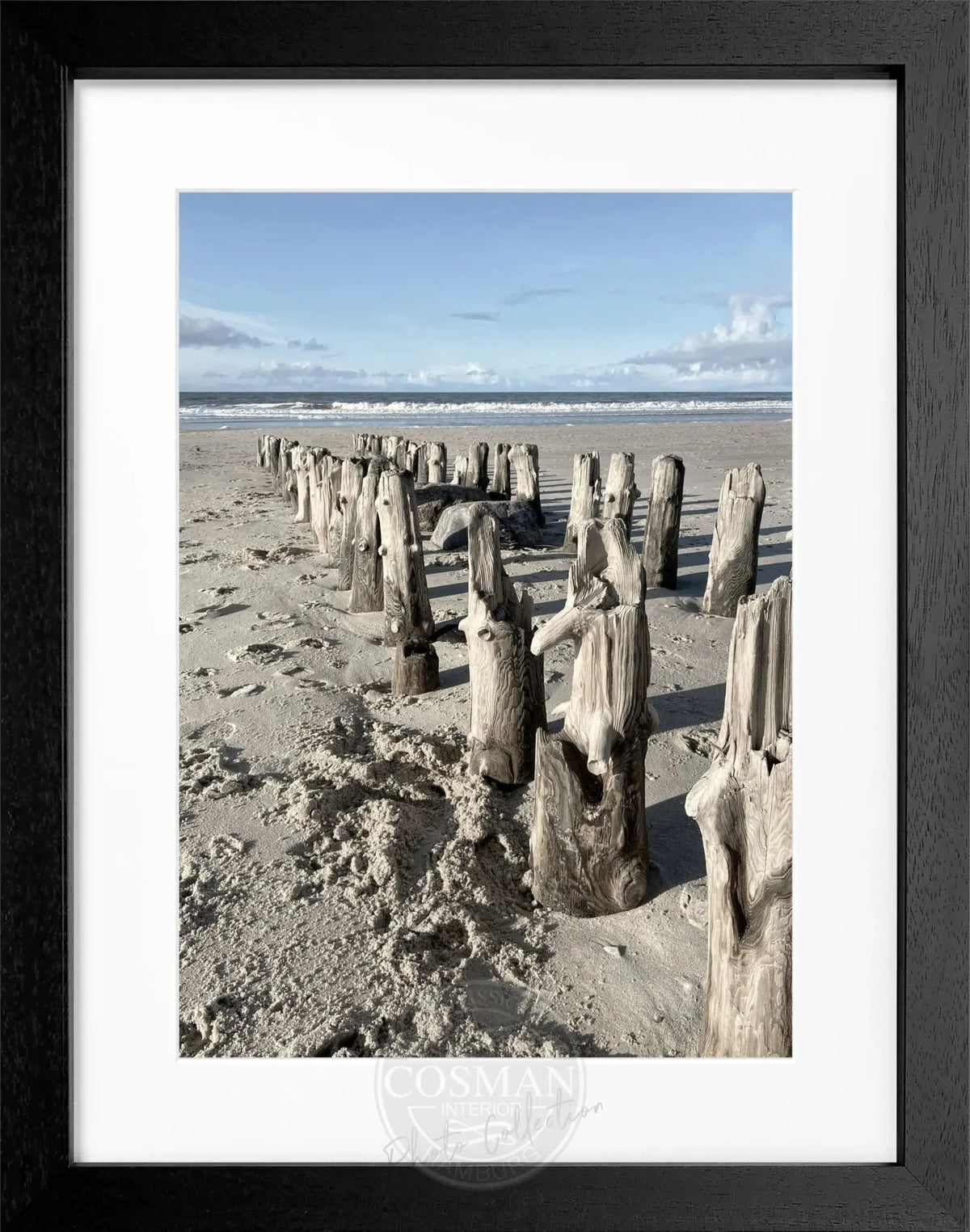 Schwarz-weiß Poster mit Rahmen von Cosman-Photocollection, Motiv Strand auf Sylt, Maße 25x31 cm, stilvolle Wanddekoration