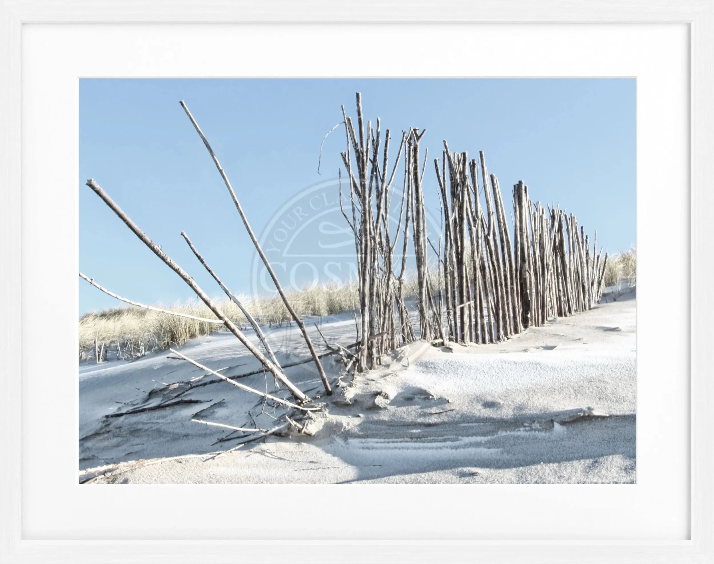 Schwarz-weiß Poster mit Rahmen ’Beach’ Sylt von Cosman-Photocollection, 31x25 cm, Meeresmotiv, stilvoll gerahmt