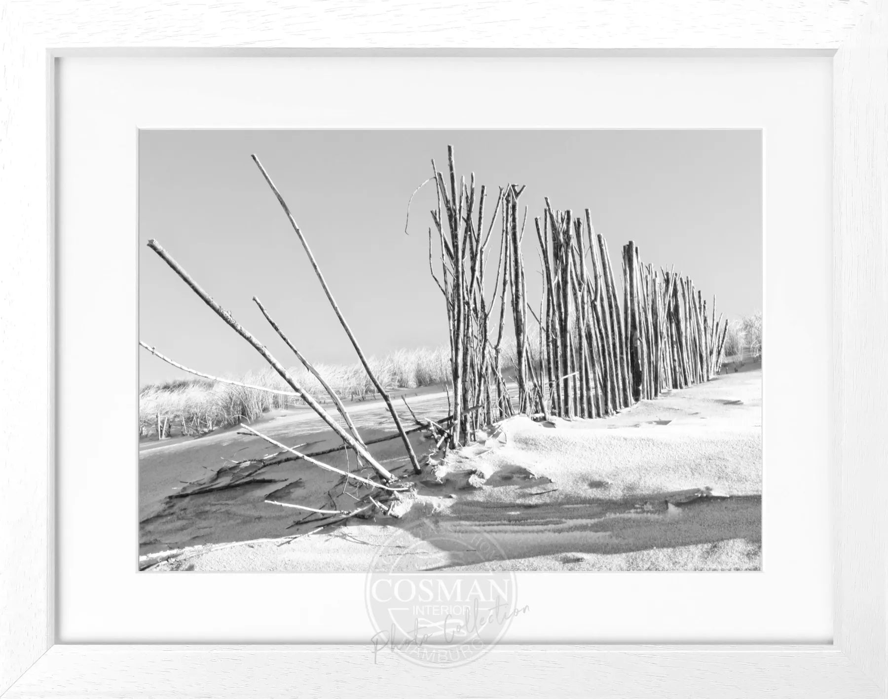 Schwarz-weiß Poster mit Rahmen ’Beach’ von Cosman-Photocollection, Motiv von Sylt, 31x25cm, Wanddekoration