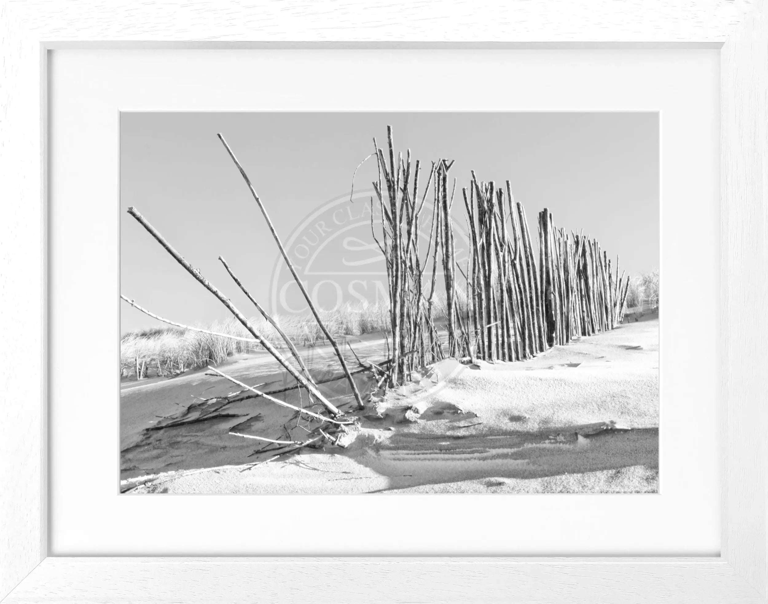 Schwarz-weiß Poster mit Rahmen ’Beach’ von Cosman-Photocollection, Motiv von Sylt, 31x25cm, Wanddekoration