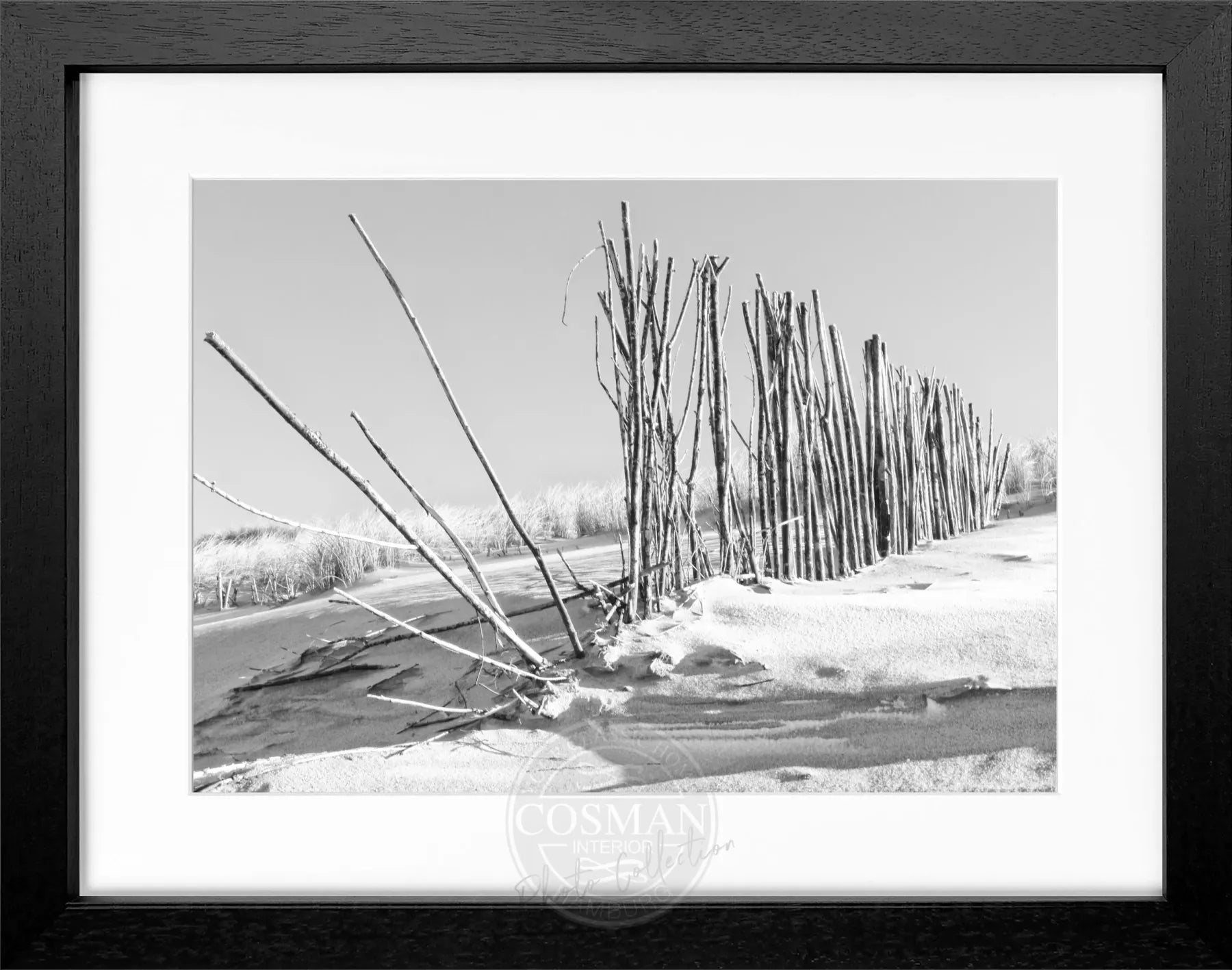 Schwarz-weiß Poster mit Rahmen ’Beach’ Sylt von Cosman-Photocollection, 31x25cm, Wanddekoration mit Meeresmotiv