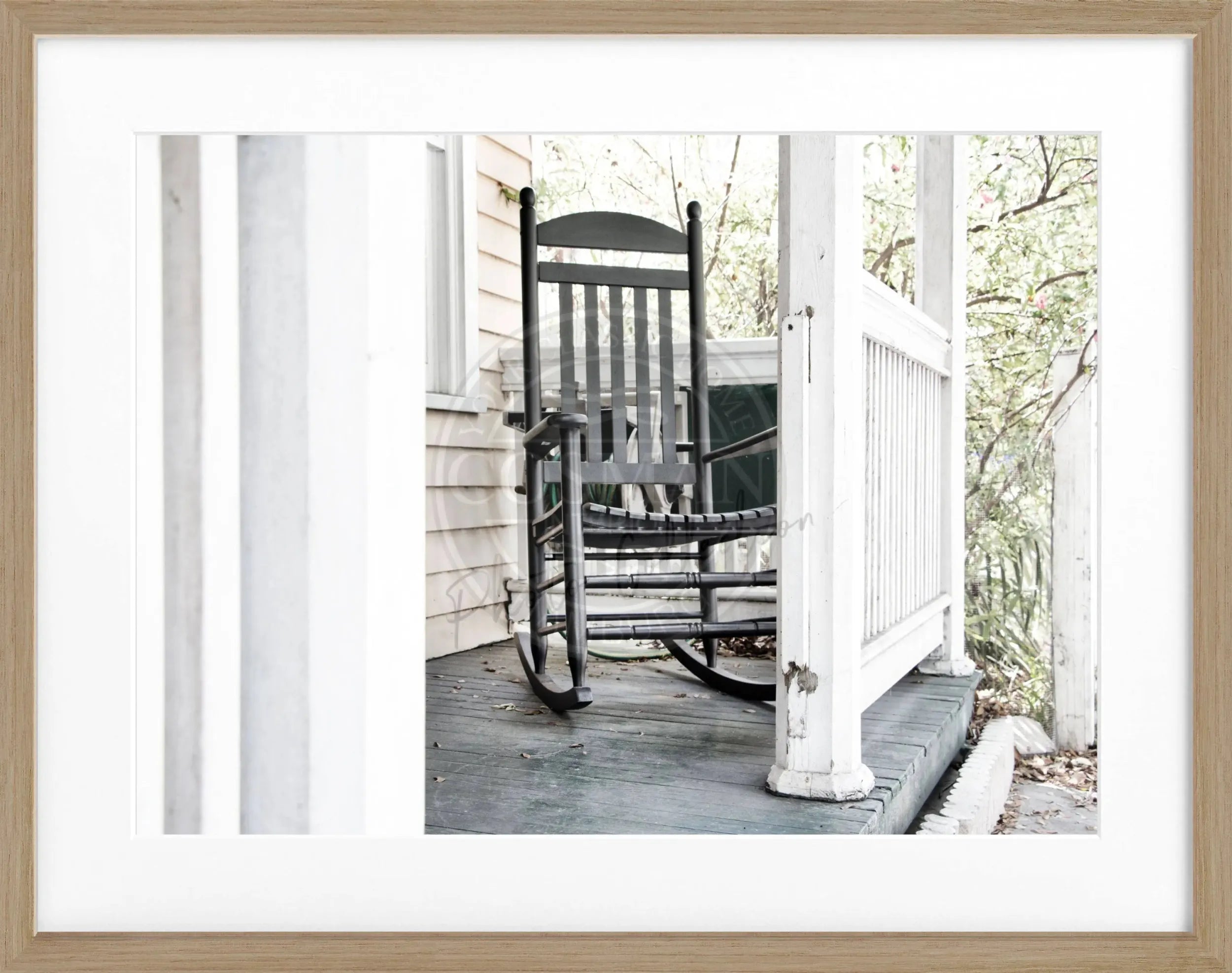 Schwarz-weiß Poster mit Rahmen, Florida Key West Deckchair Motiv, von Cosman-Photocollection, 31x25 cm