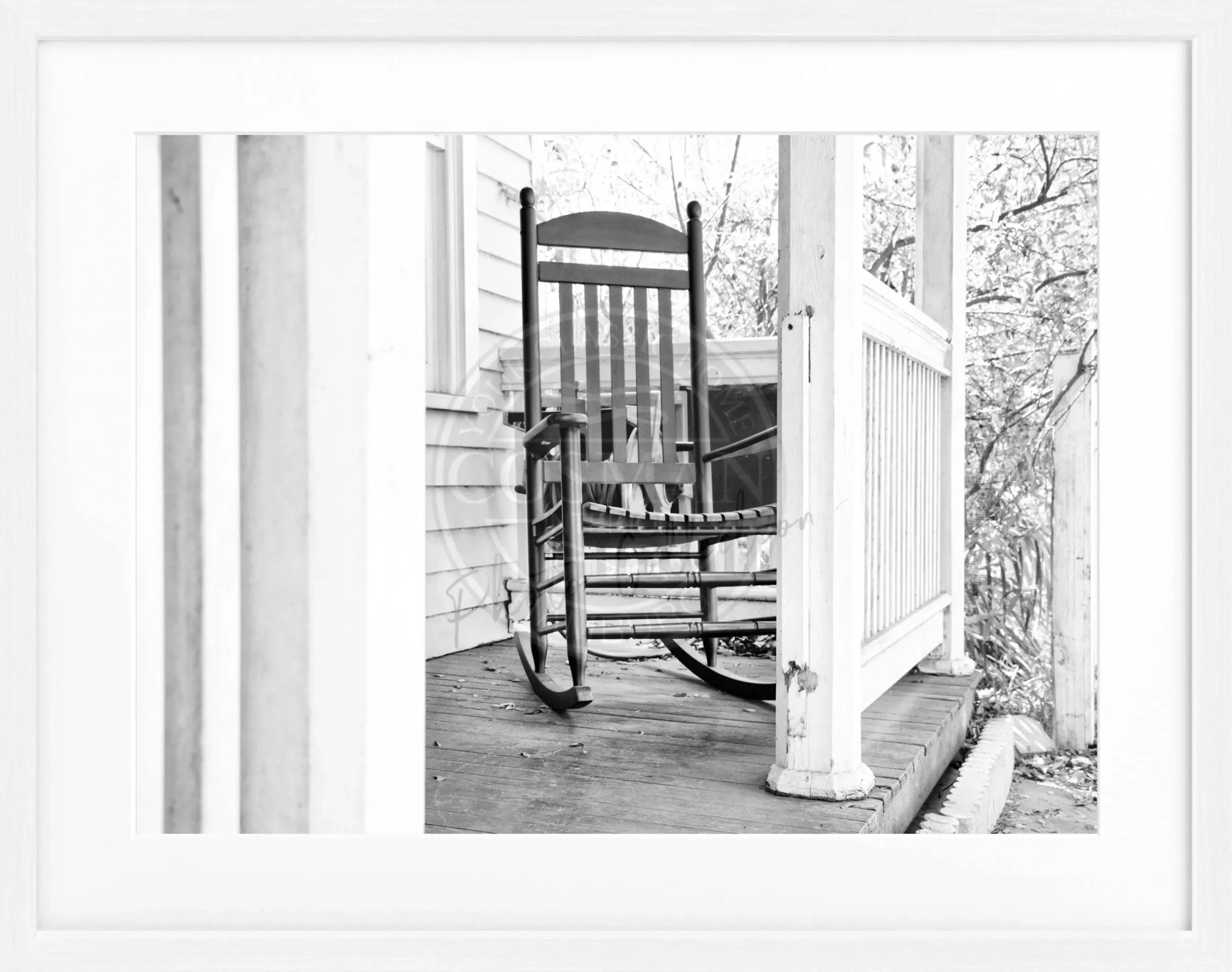 Schwarz-weiß Poster mit Rahmen, Florida Key West ’Deckchair’ Motiv, von Cosman-Photocollection, 31x25cm